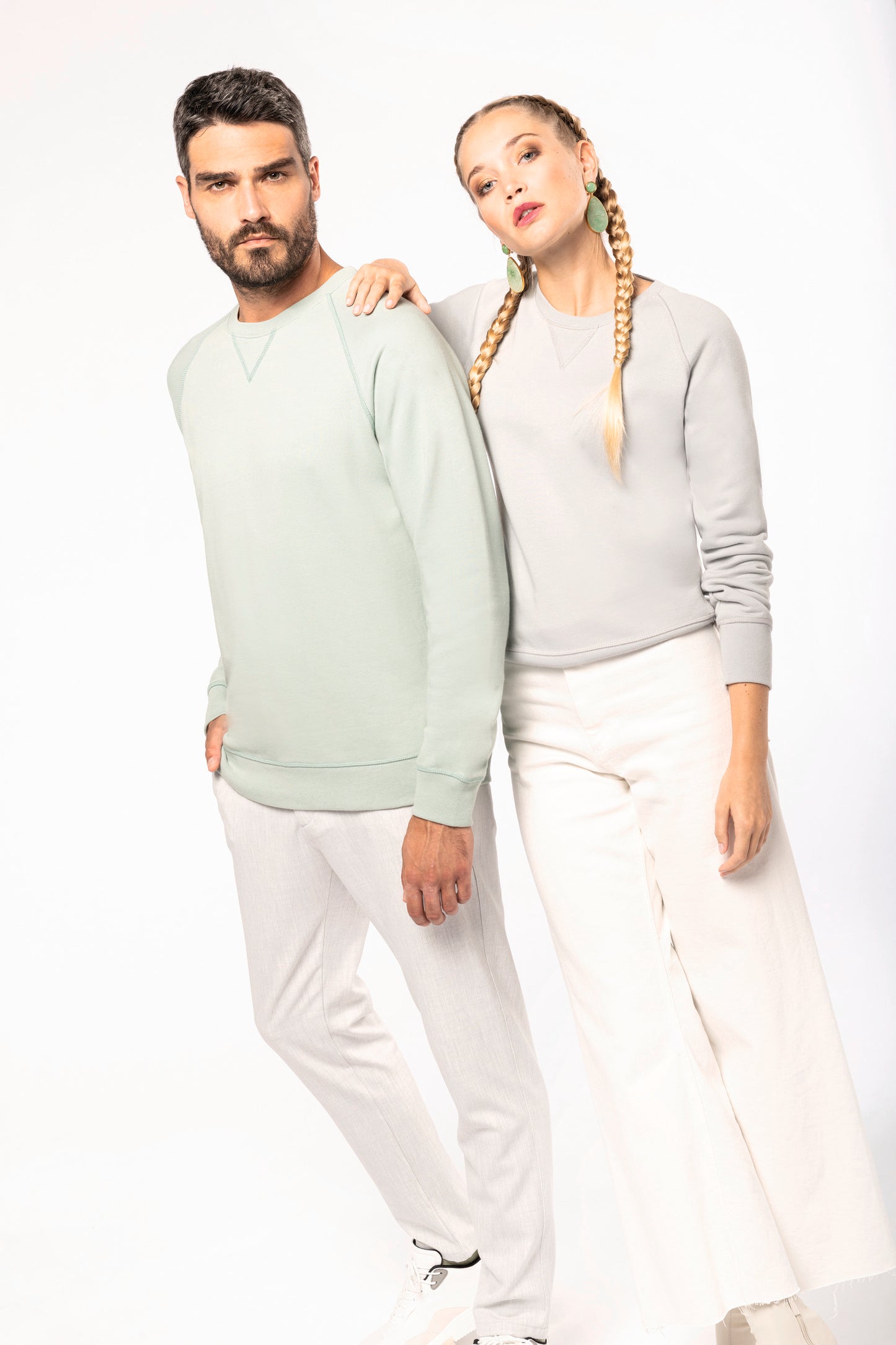Herensweater BIO ronde hals raglanmouwen