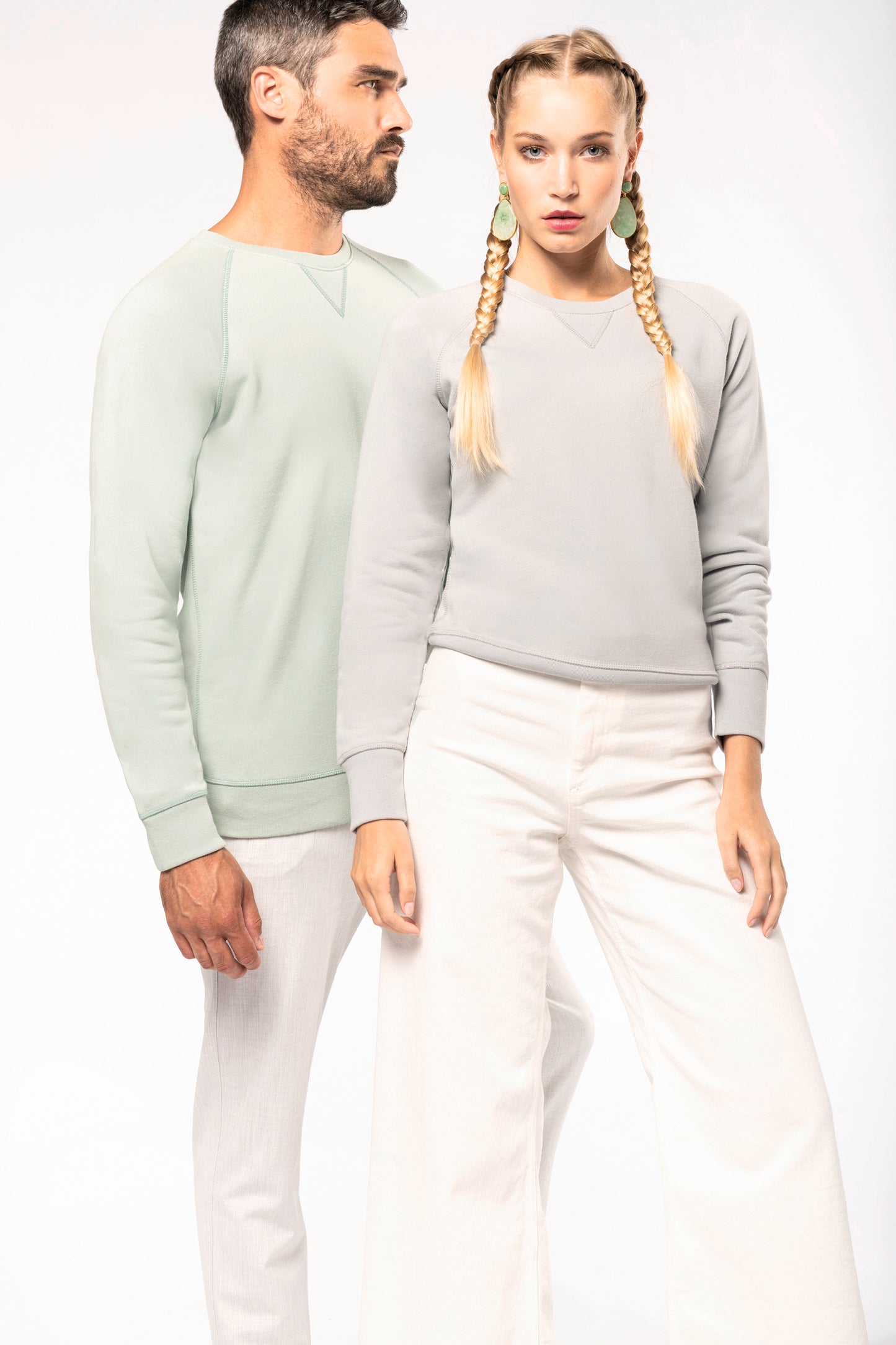 Herensweater BIO ronde hals raglanmouwen