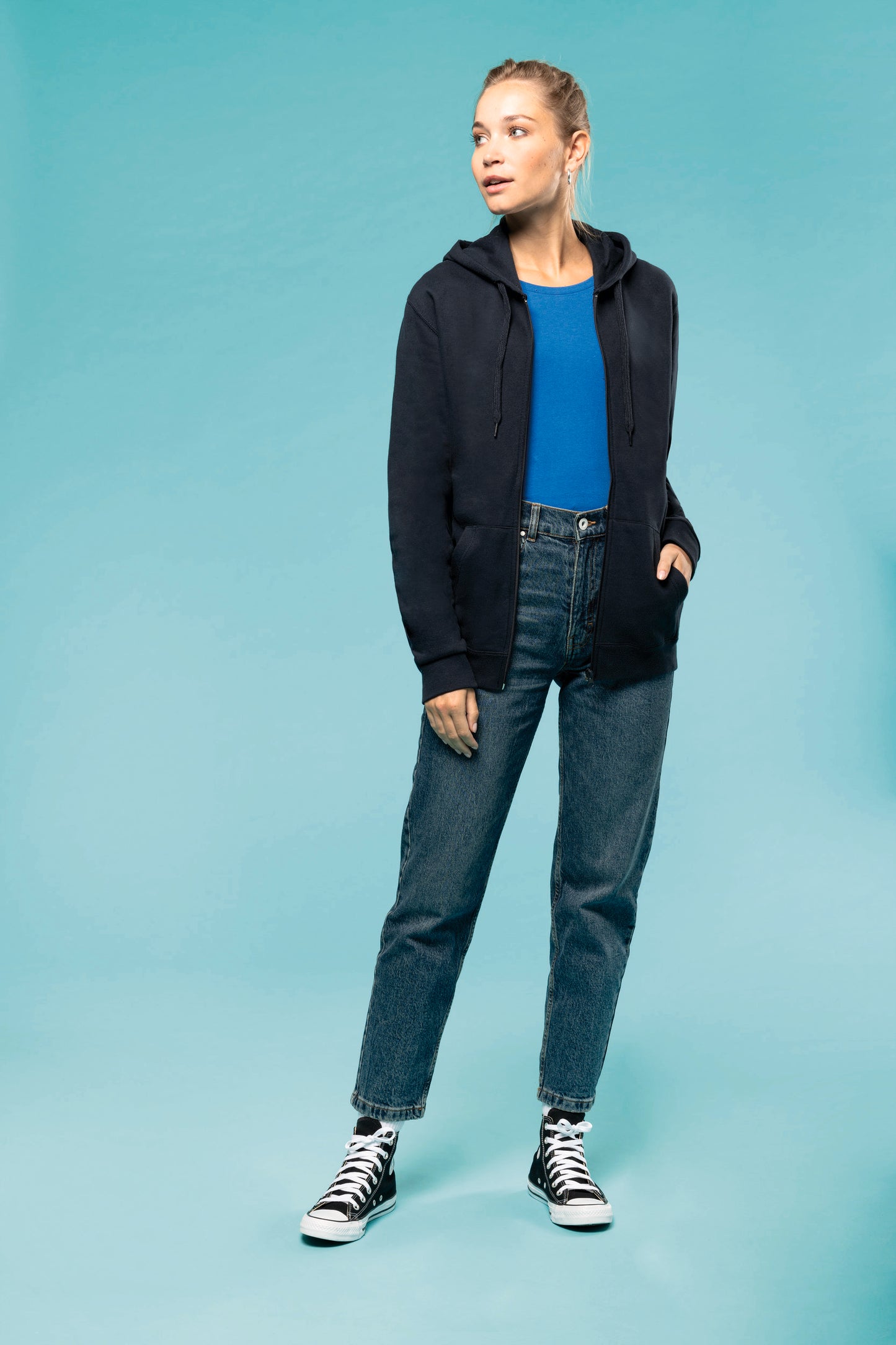 Sweater met rits en capuchon