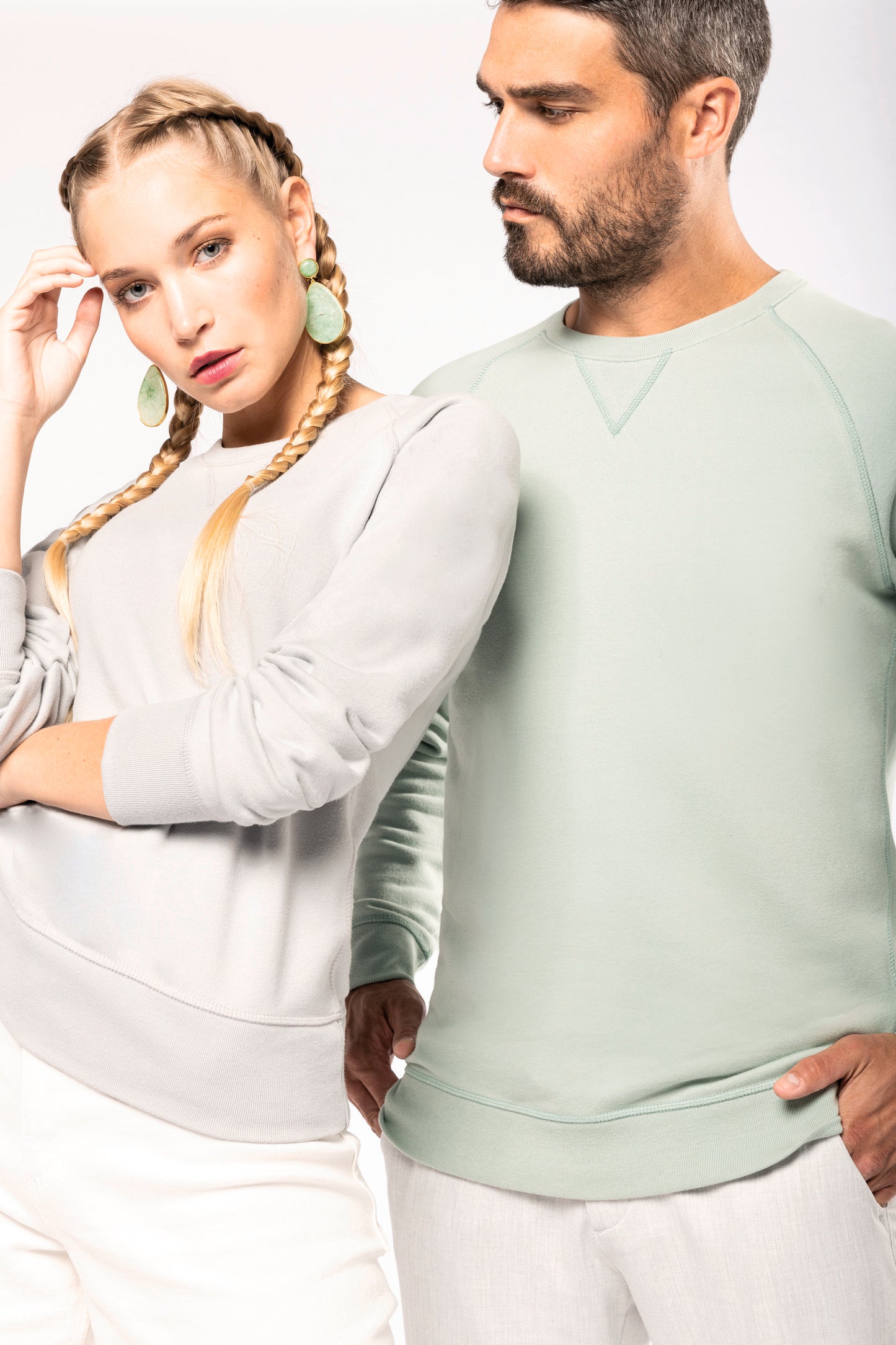 Herensweater BIO ronde hals raglanmouwen