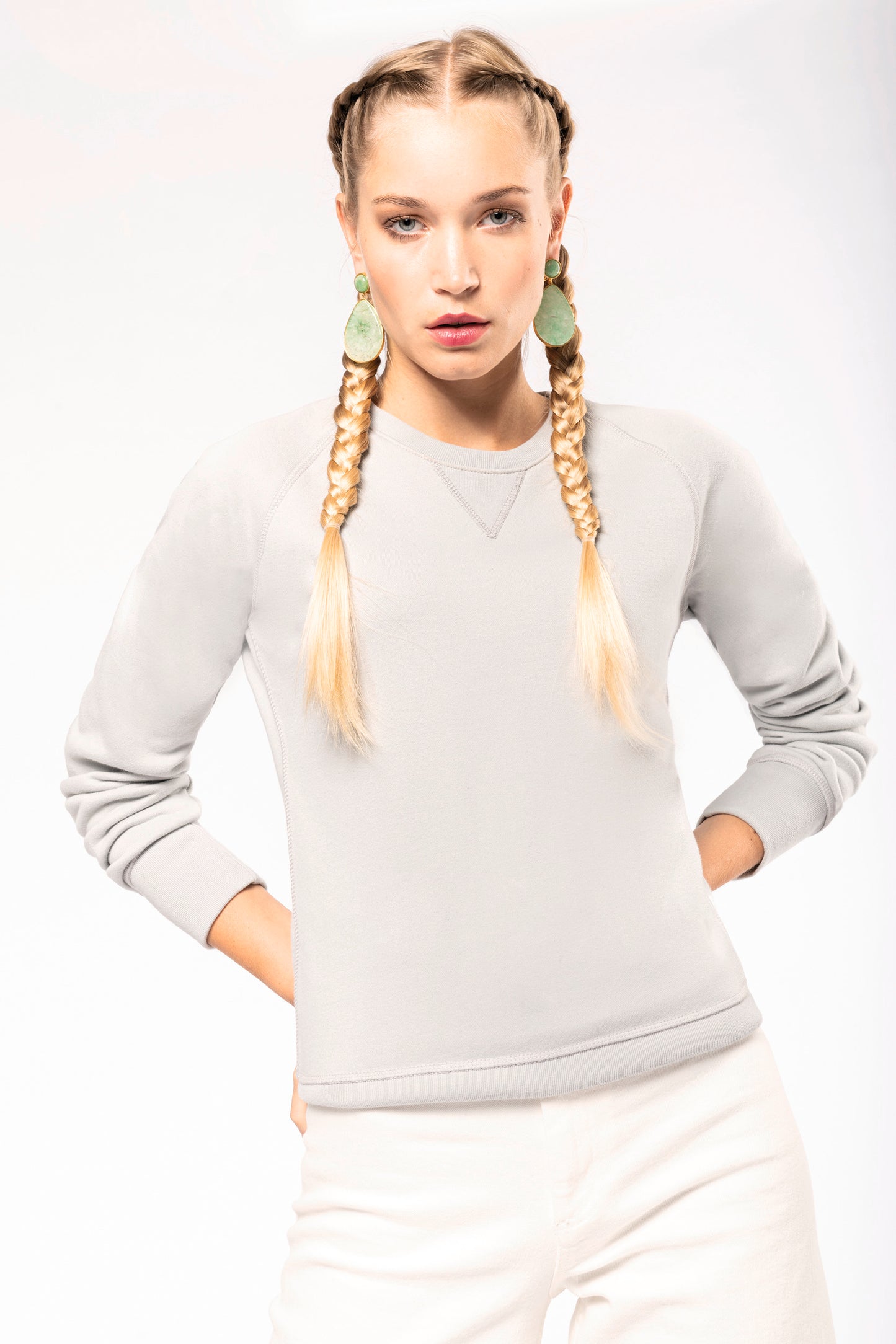 Damessweater BIO ronde hals raglanmouwen