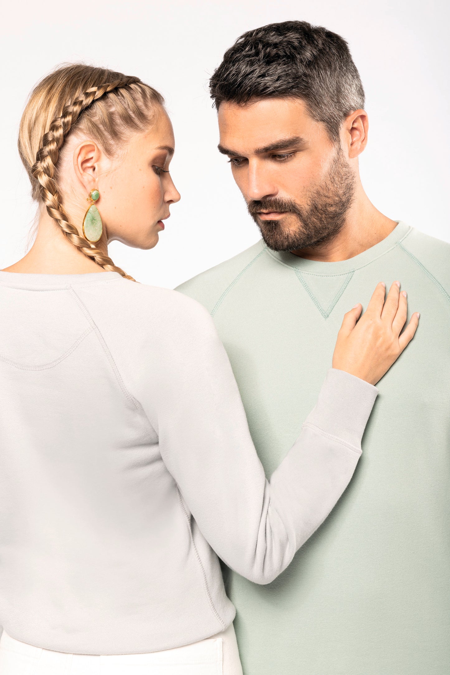Herensweater BIO ronde hals raglanmouwen