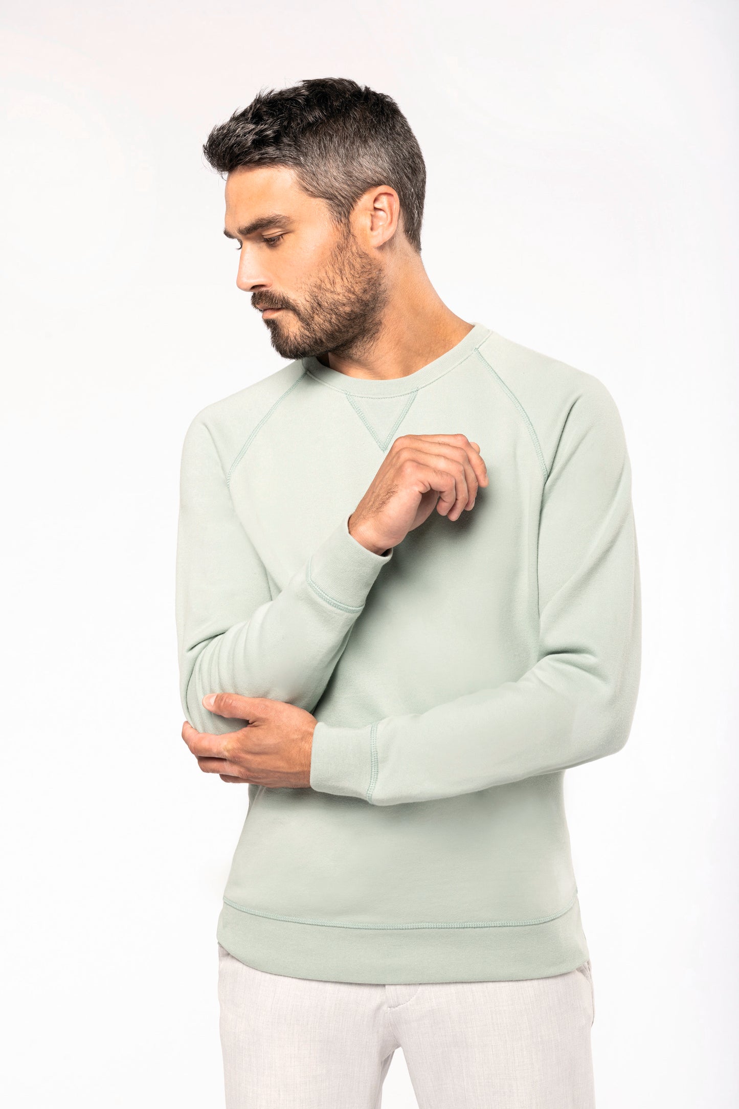 Herensweater BIO ronde hals raglanmouwen