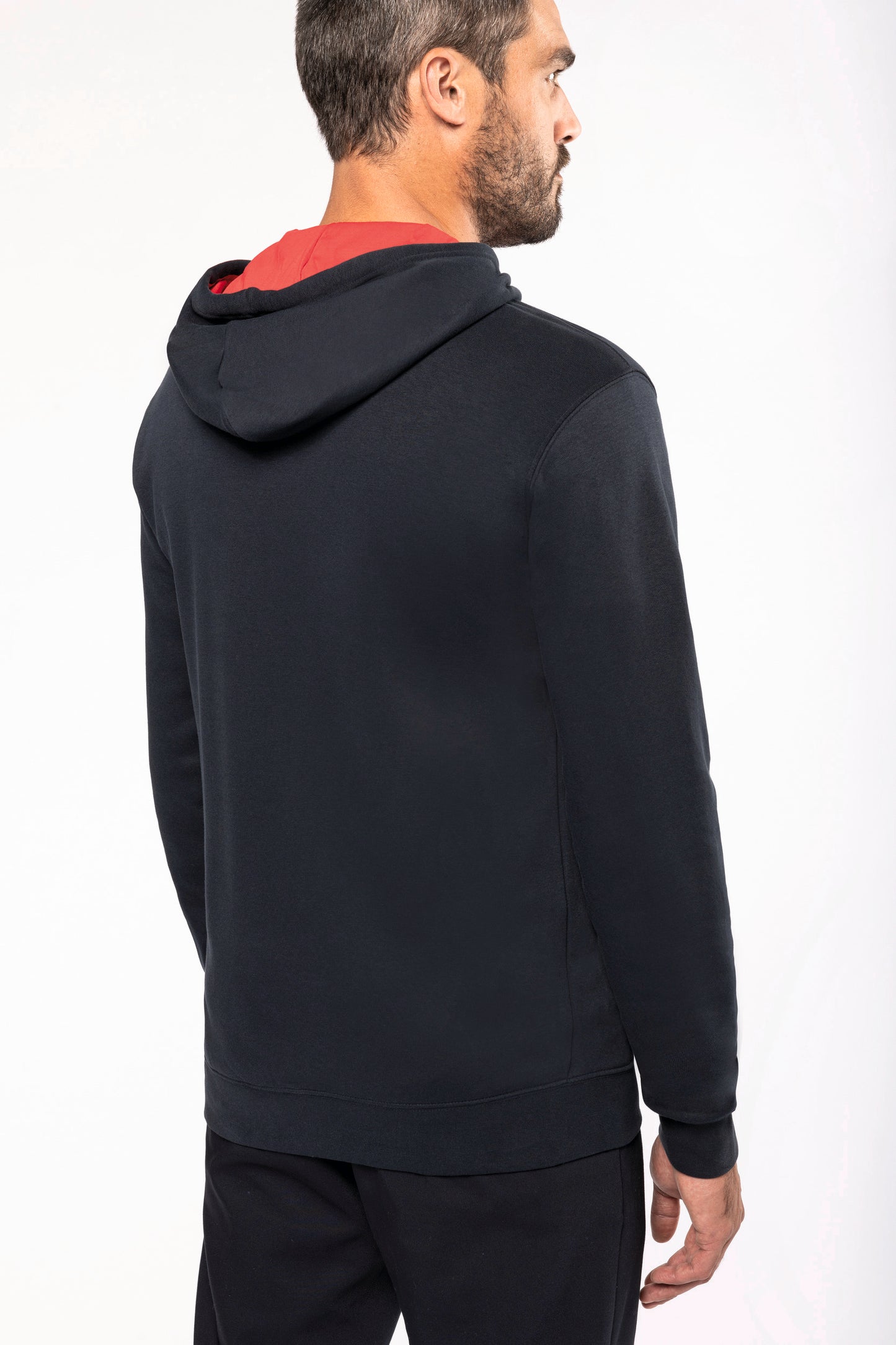 Herensweater met rits en capuchon in contrasterende kleur