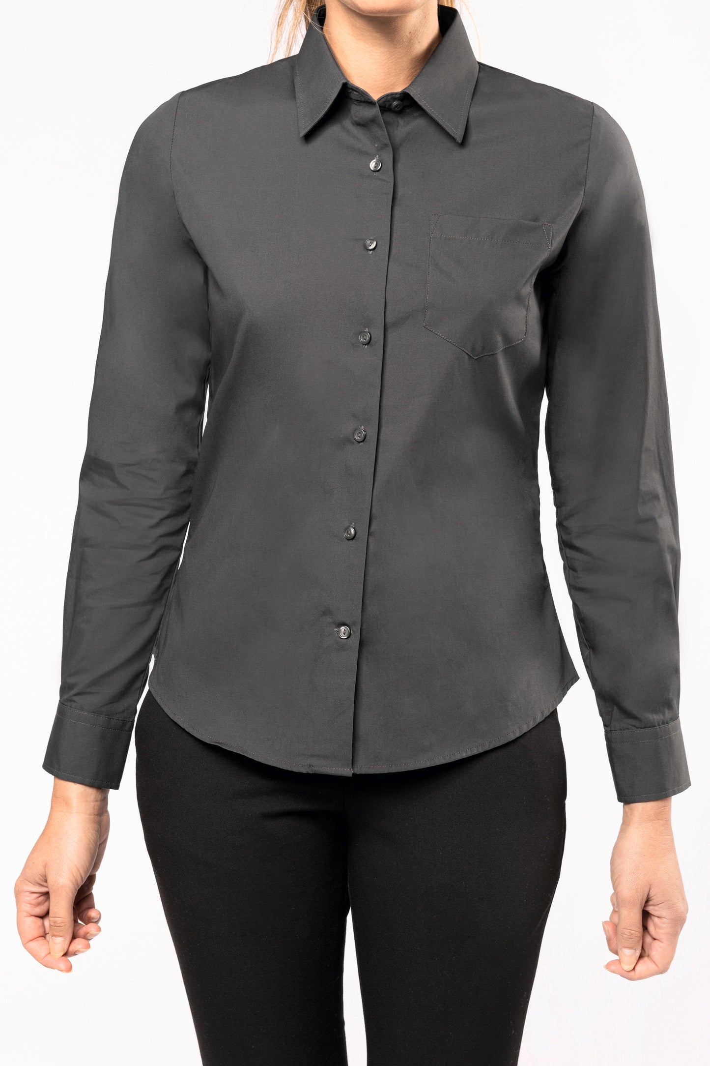 Dames poplin blouse lange mouwen