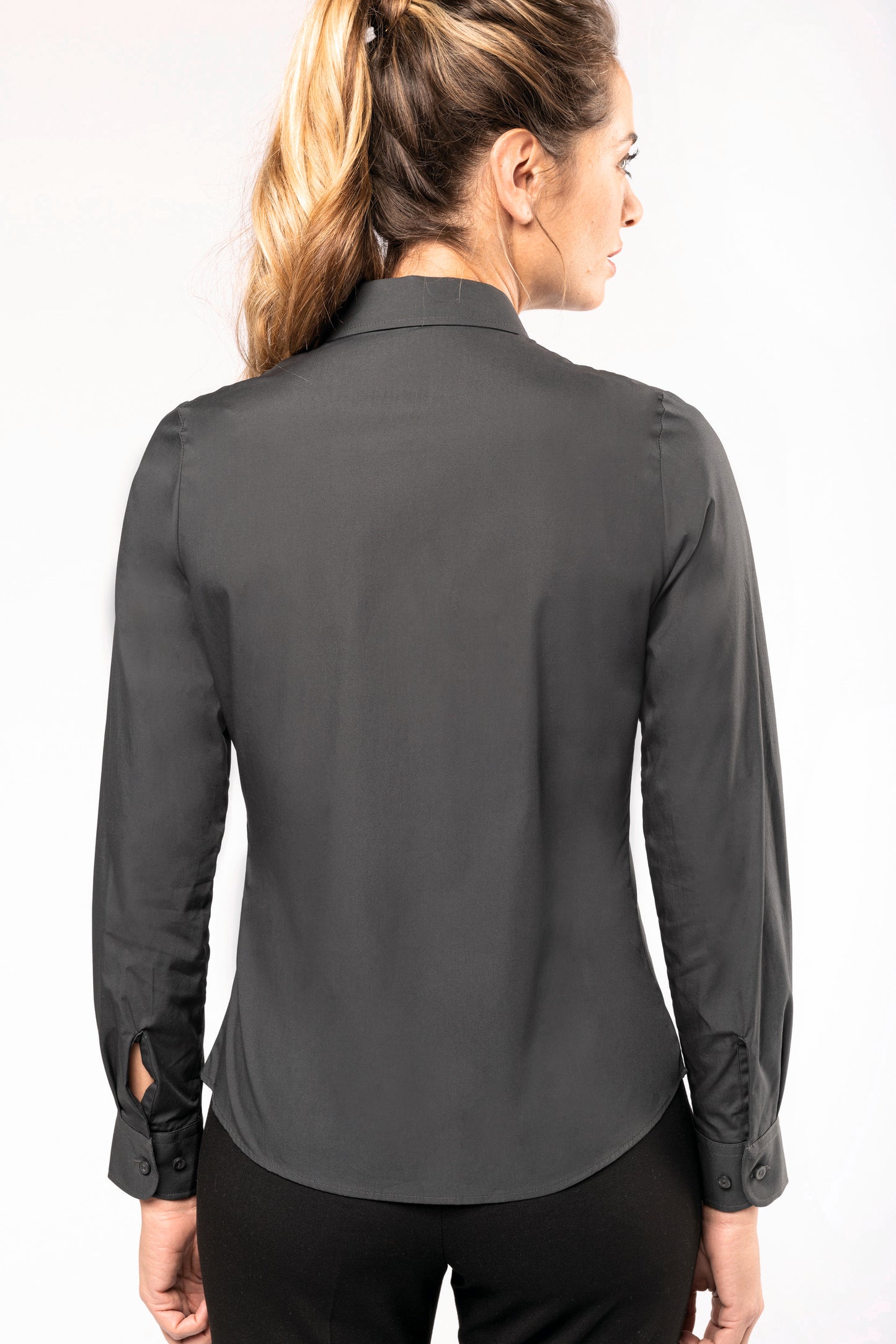 Dames poplin blouse lange mouwen