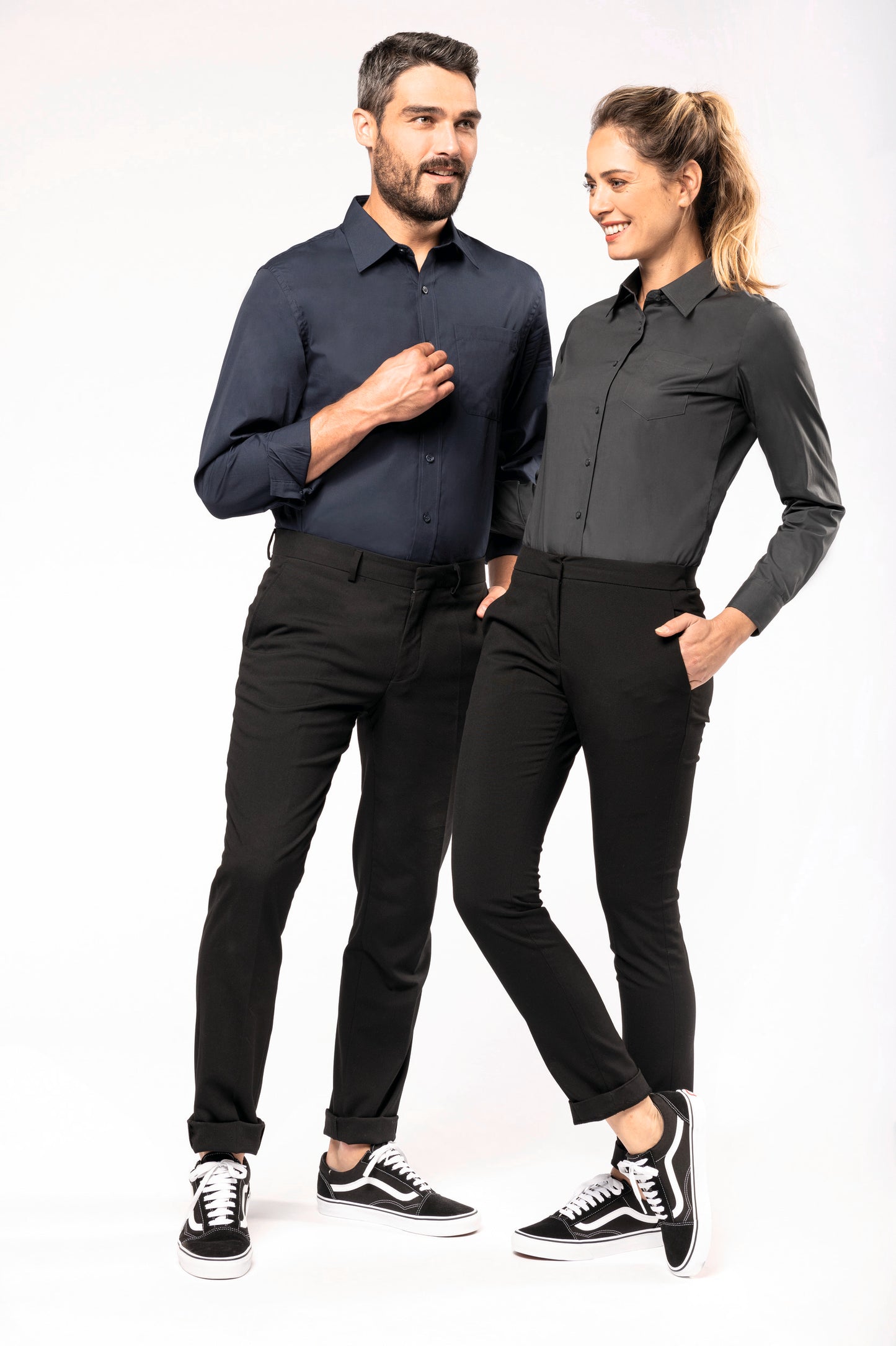 Dames poplin blouse lange mouwen