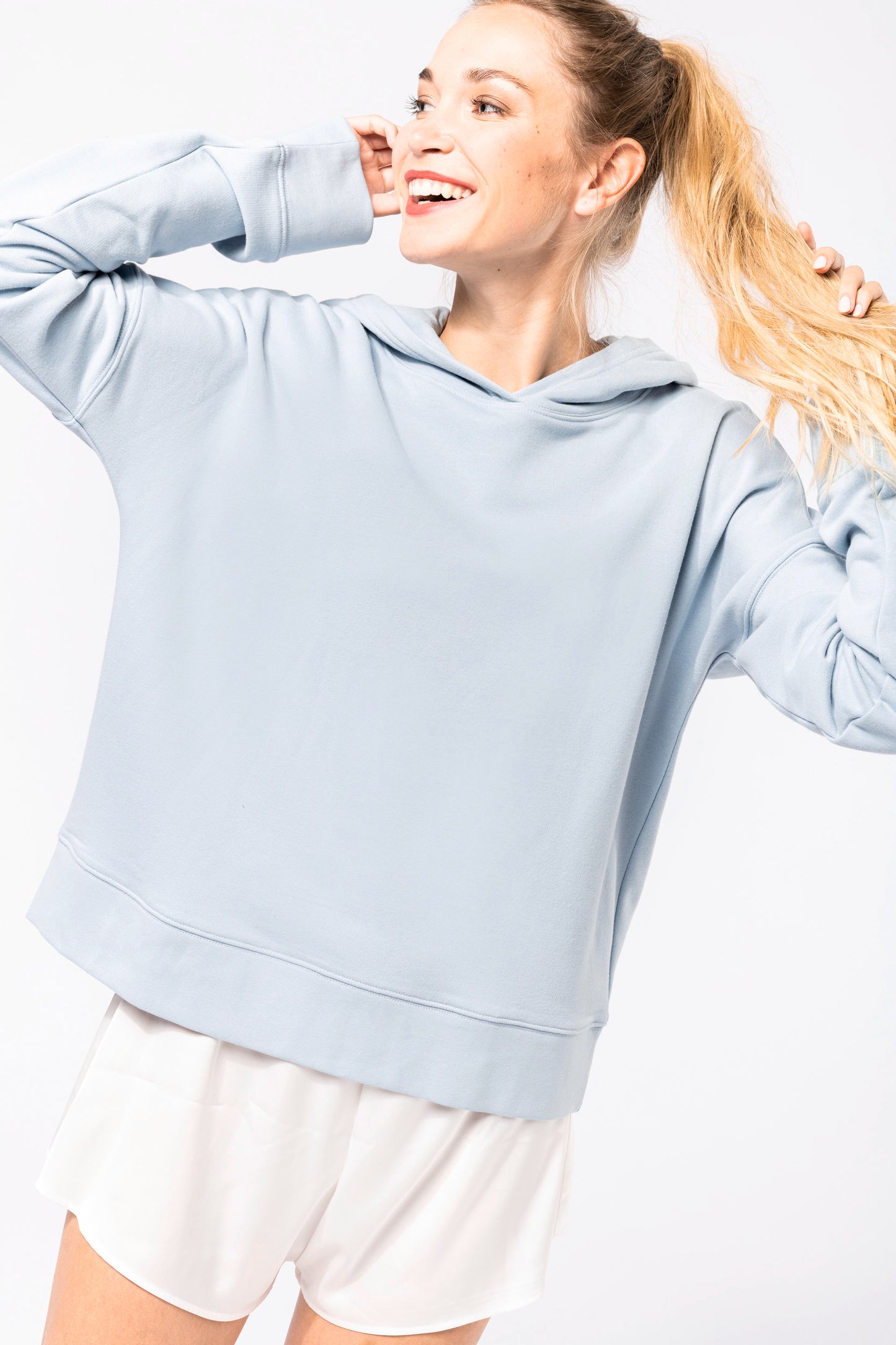 Bio lounge damessweater met capuchon