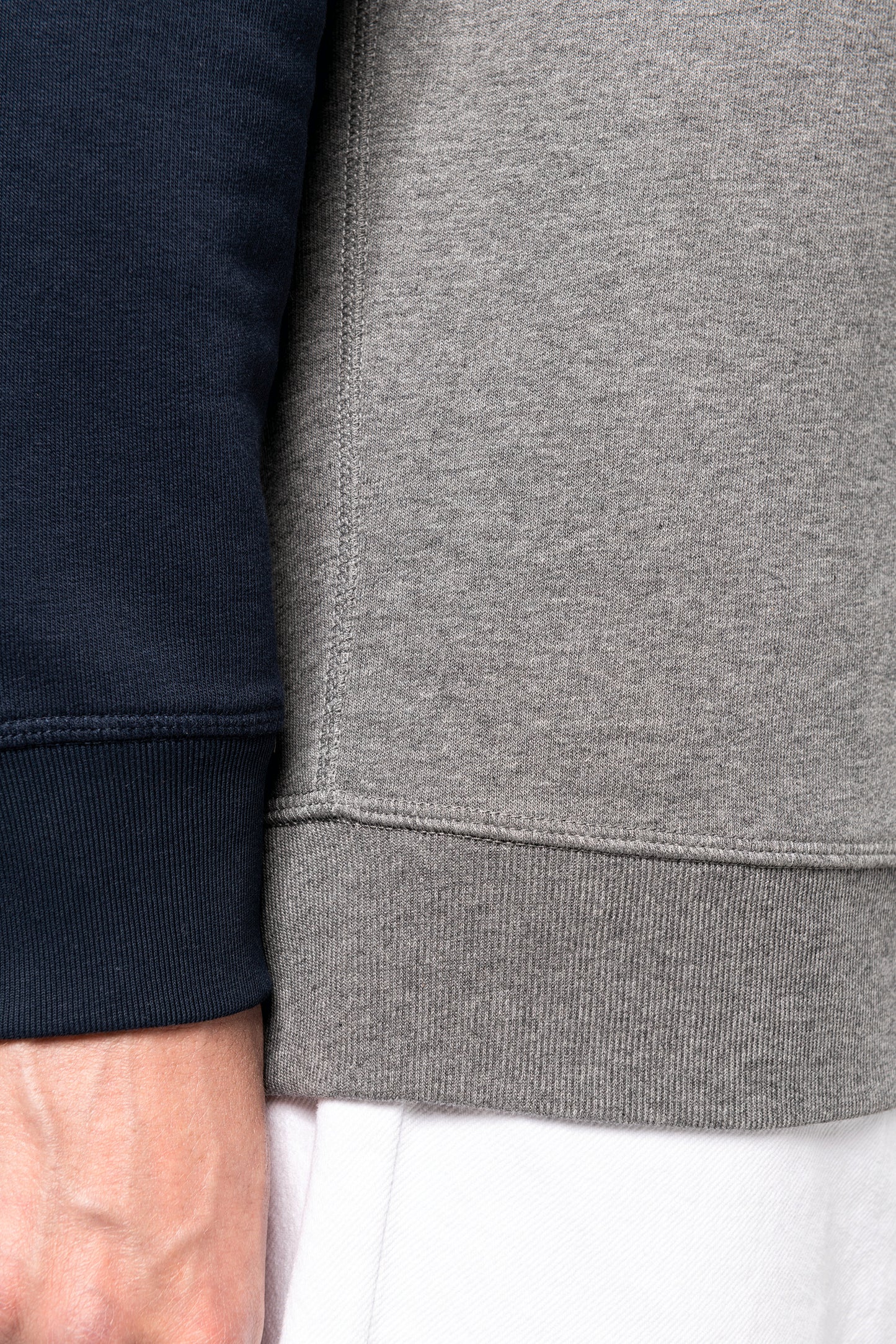 Tweekleurige herensweater BIO ronde hals raglanmouwen