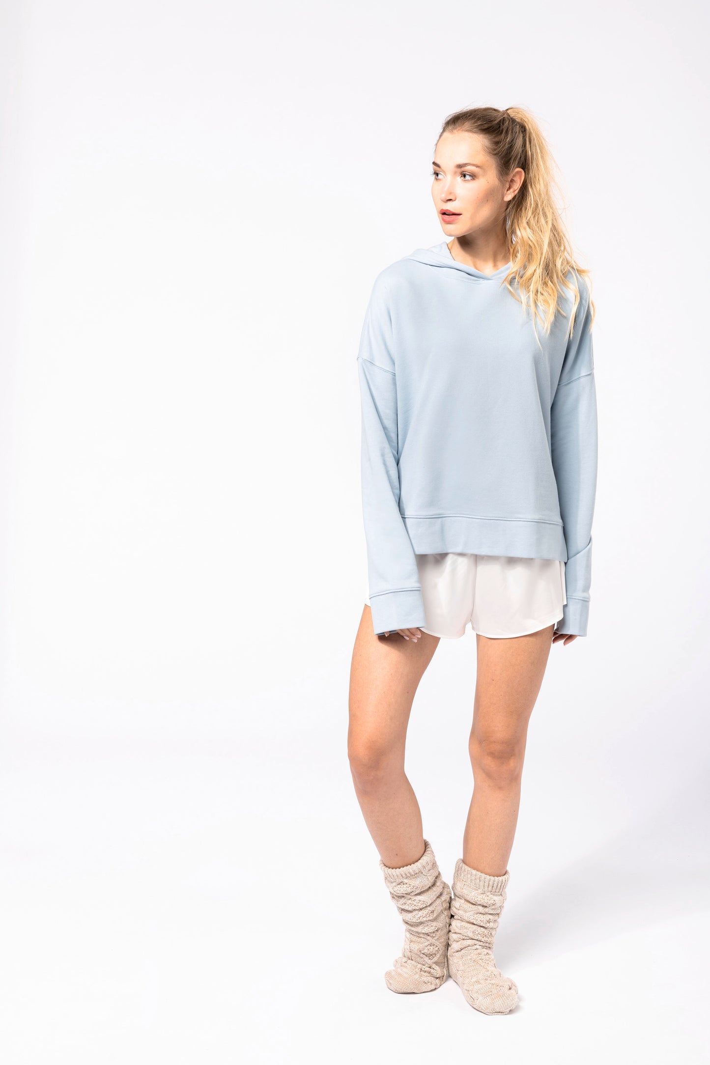 Bio lounge damessweater met capuchon