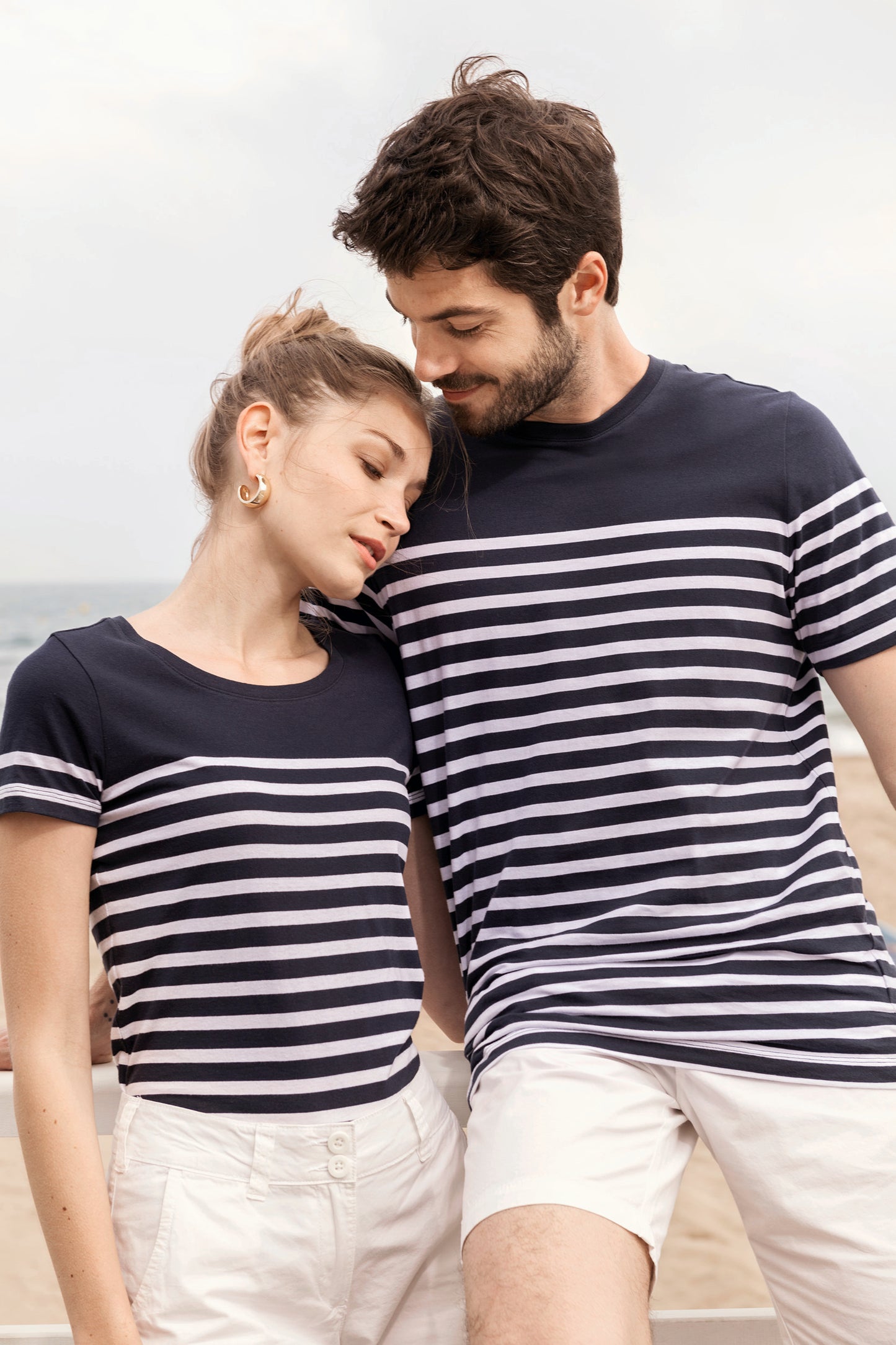 Marine-t-shirt ronde hals Bio dames