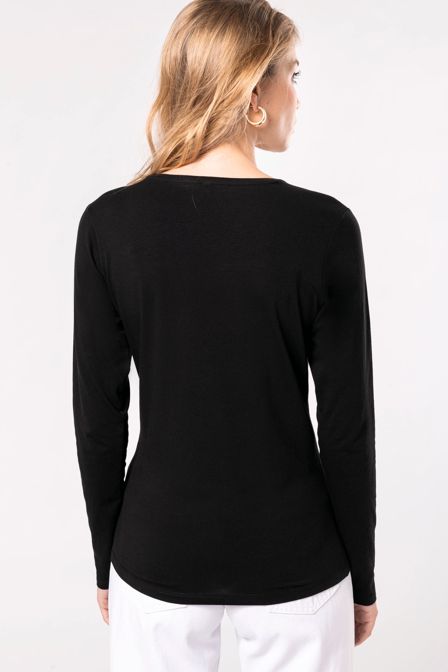 Dames-t-shirt ronde hals lange mouwen