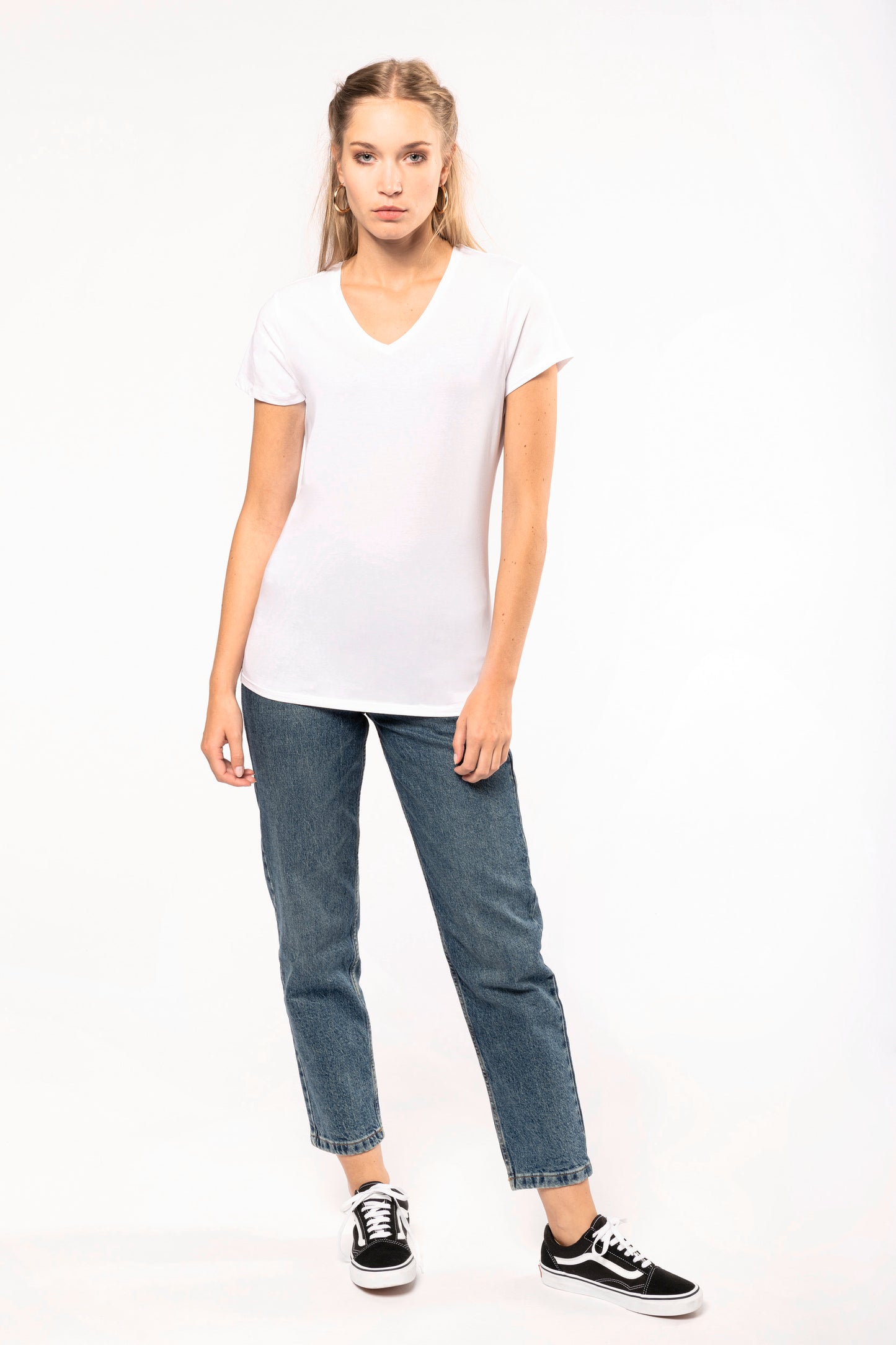 Dames-t-shirt V-hals korte mouwen