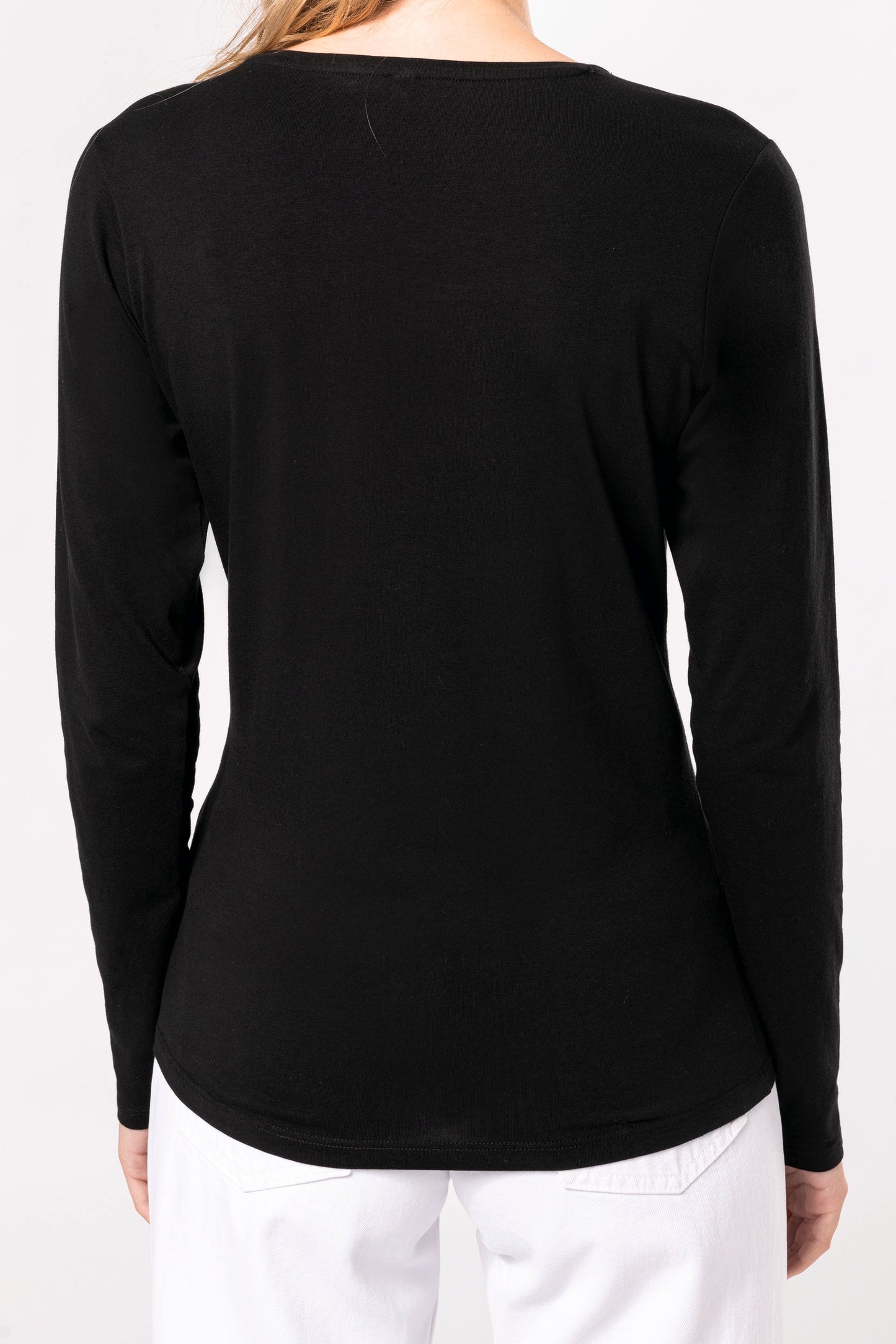 Dames-t-shirt ronde hals lange mouwen