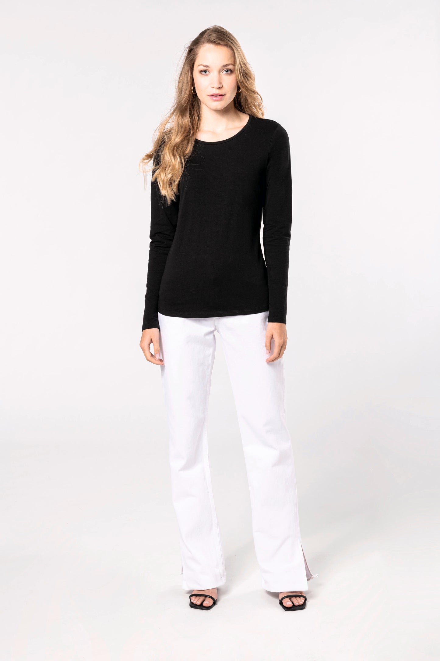 Dames-t-shirt ronde hals lange mouwen
