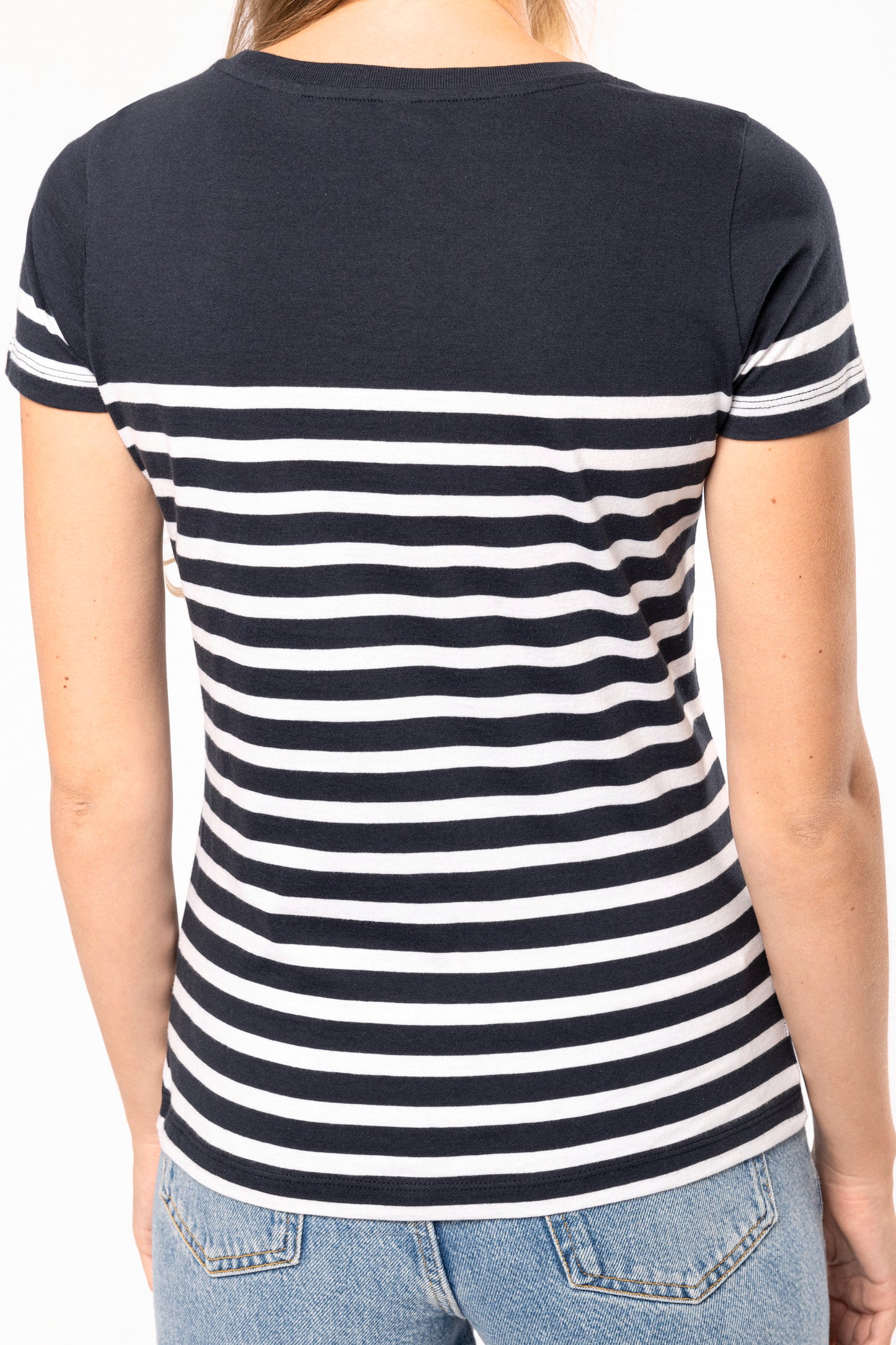 Marine-t-shirt ronde hals Bio dames