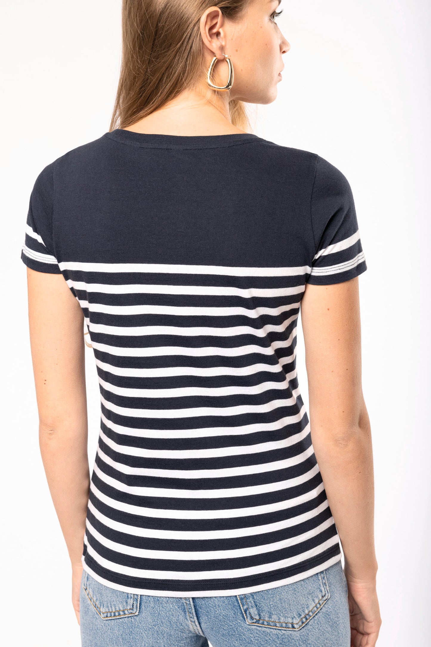 Marine-t-shirt ronde hals Bio dames