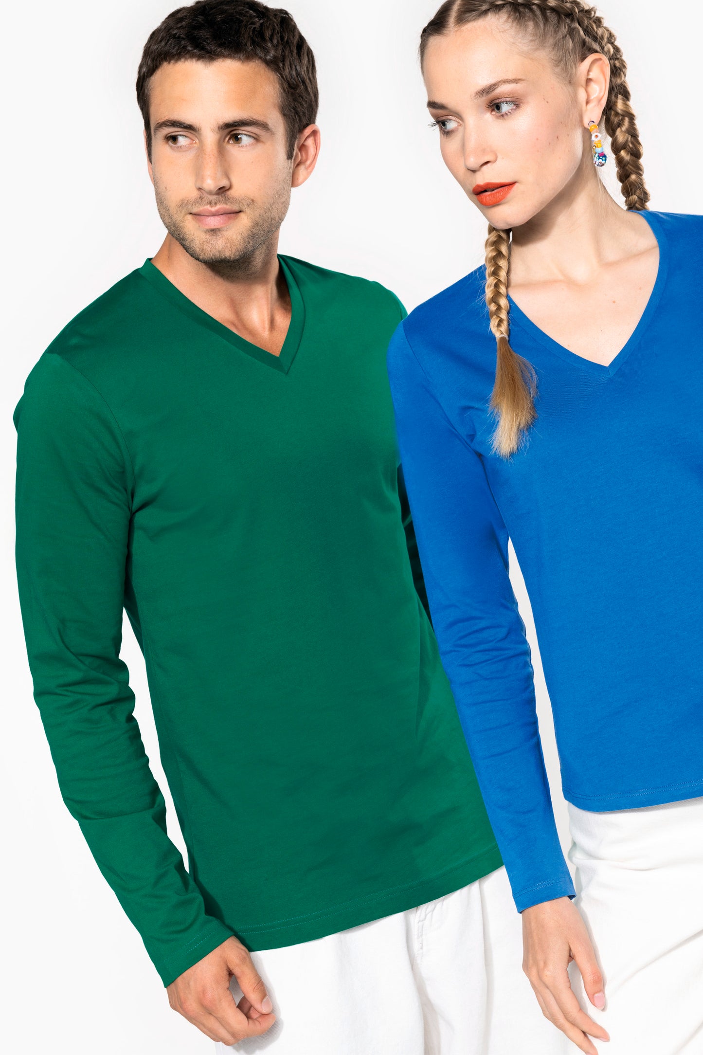 Dames t-shirt V-hals lange mouwen