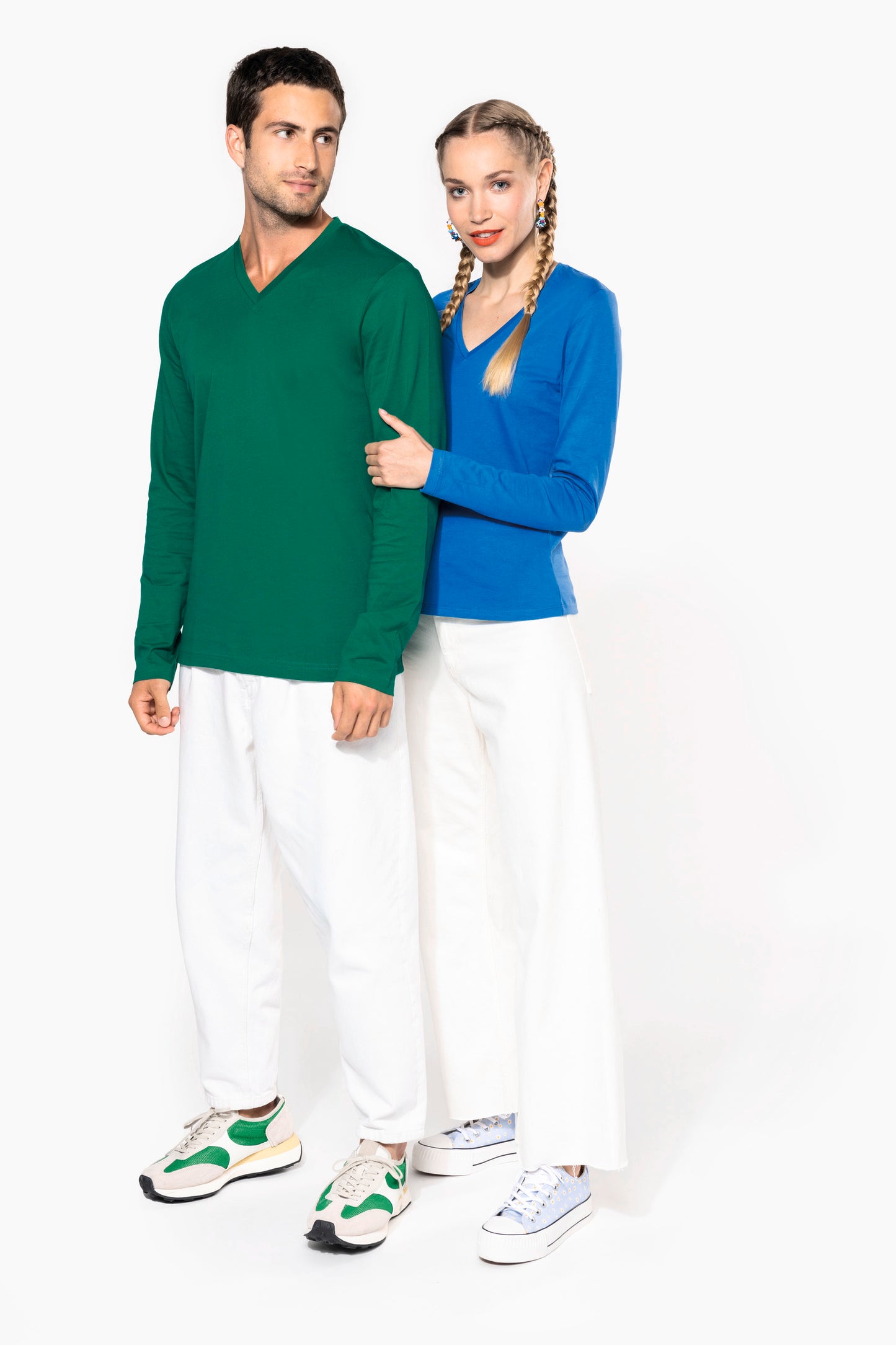 T-shirt V-hals lange mouwen