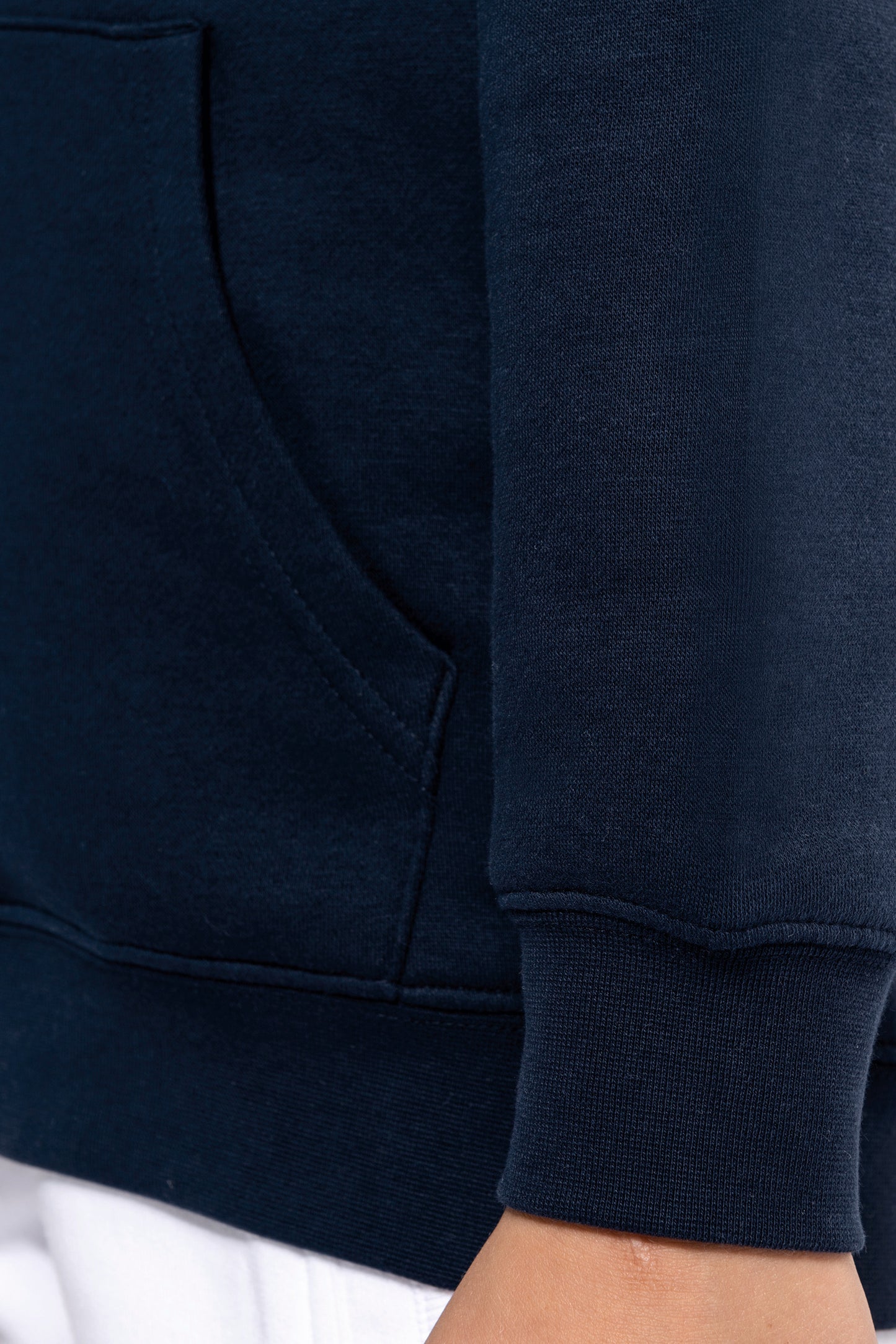 Unisex kindersweater met contrasterende capuchon met motief