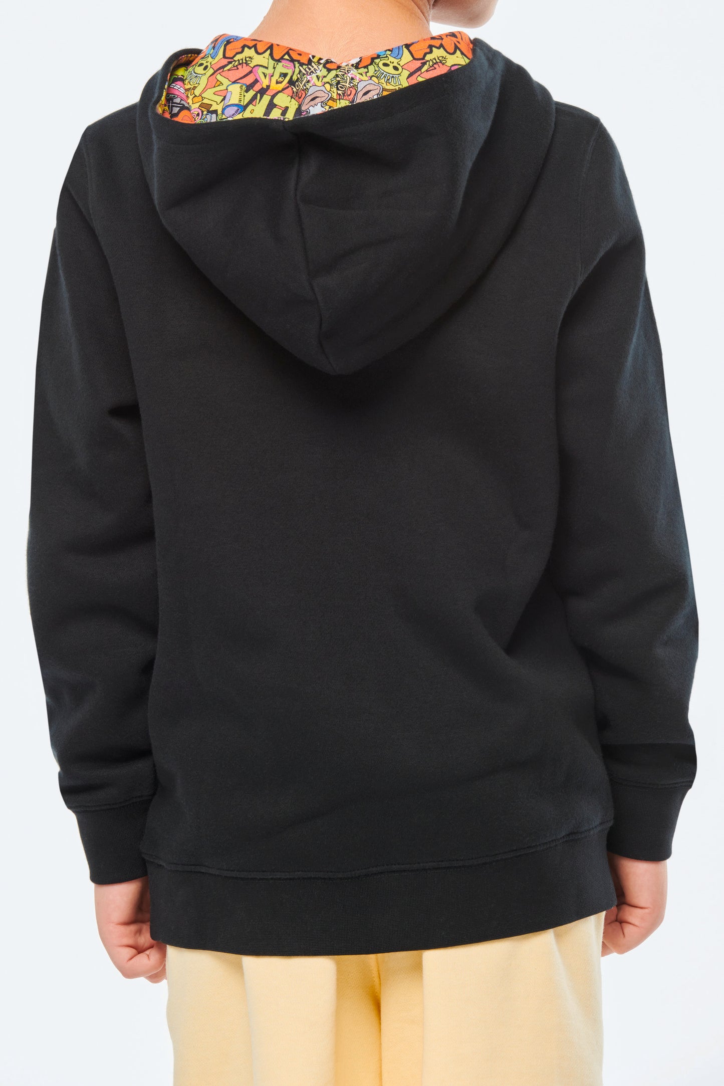 Unisex kindersweater met contrasterende capuchon met motief
