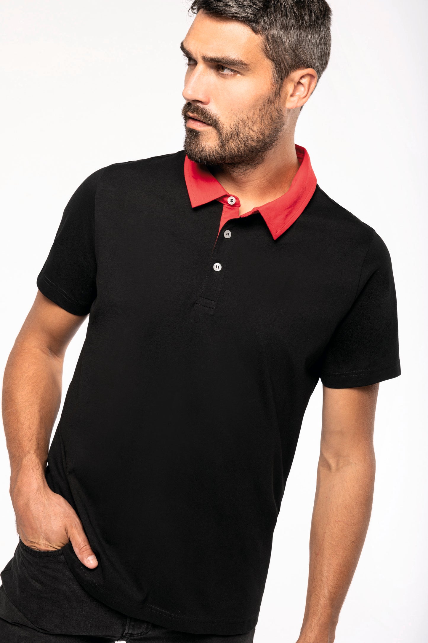 Tweekleurige herenpolo jersey