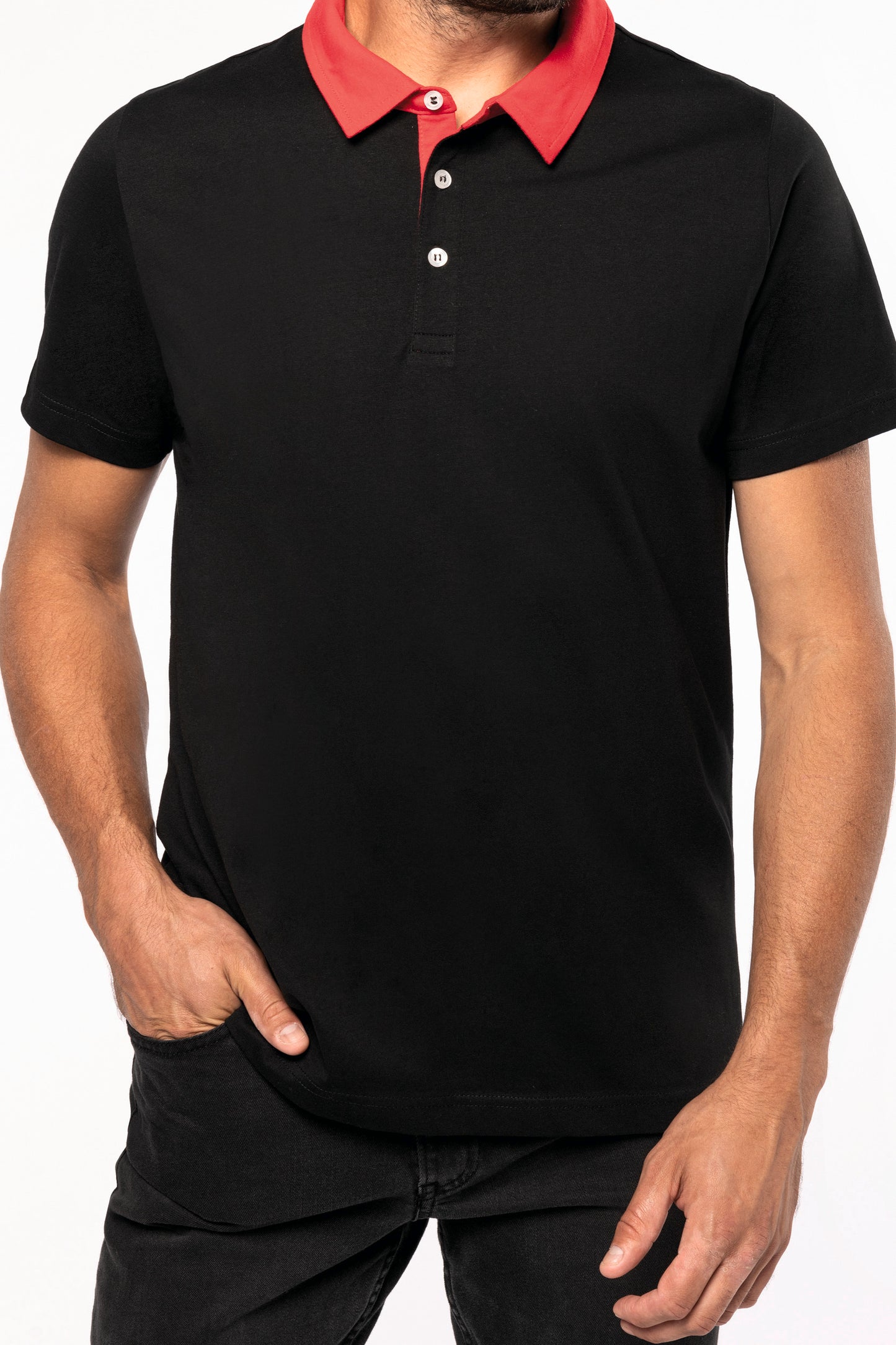 Tweekleurige herenpolo jersey