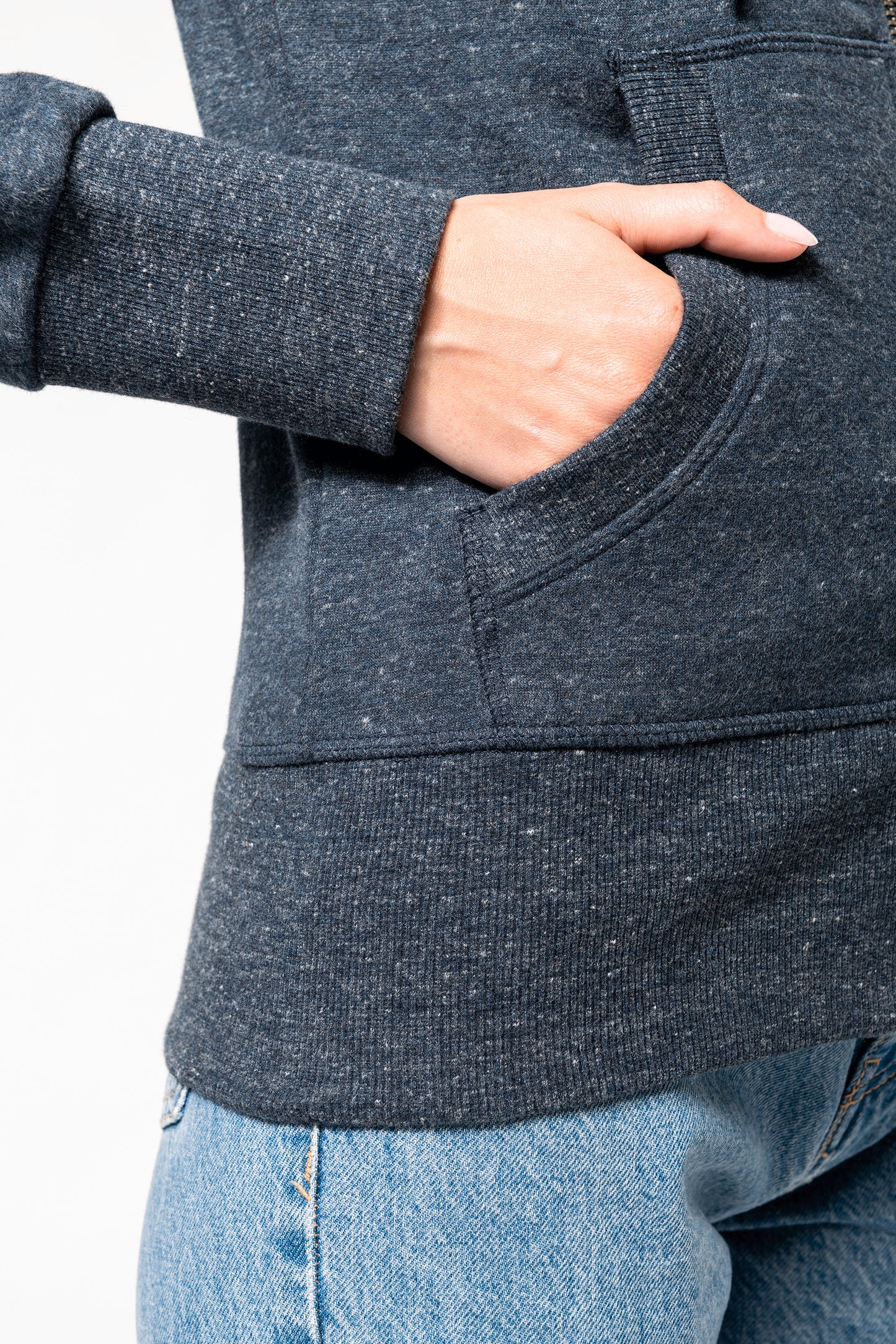 Vintage damessweater met rits en capuchon