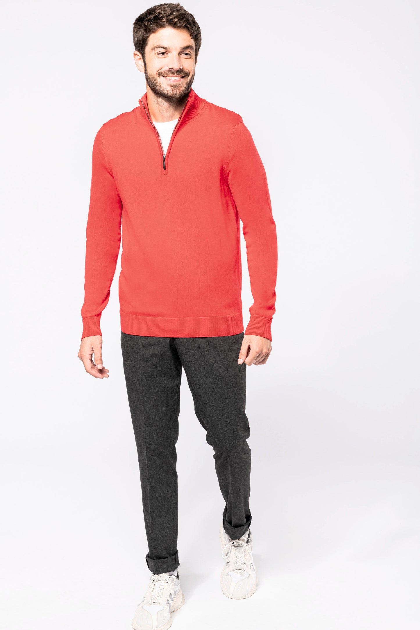 Heren pullover met ritskraag