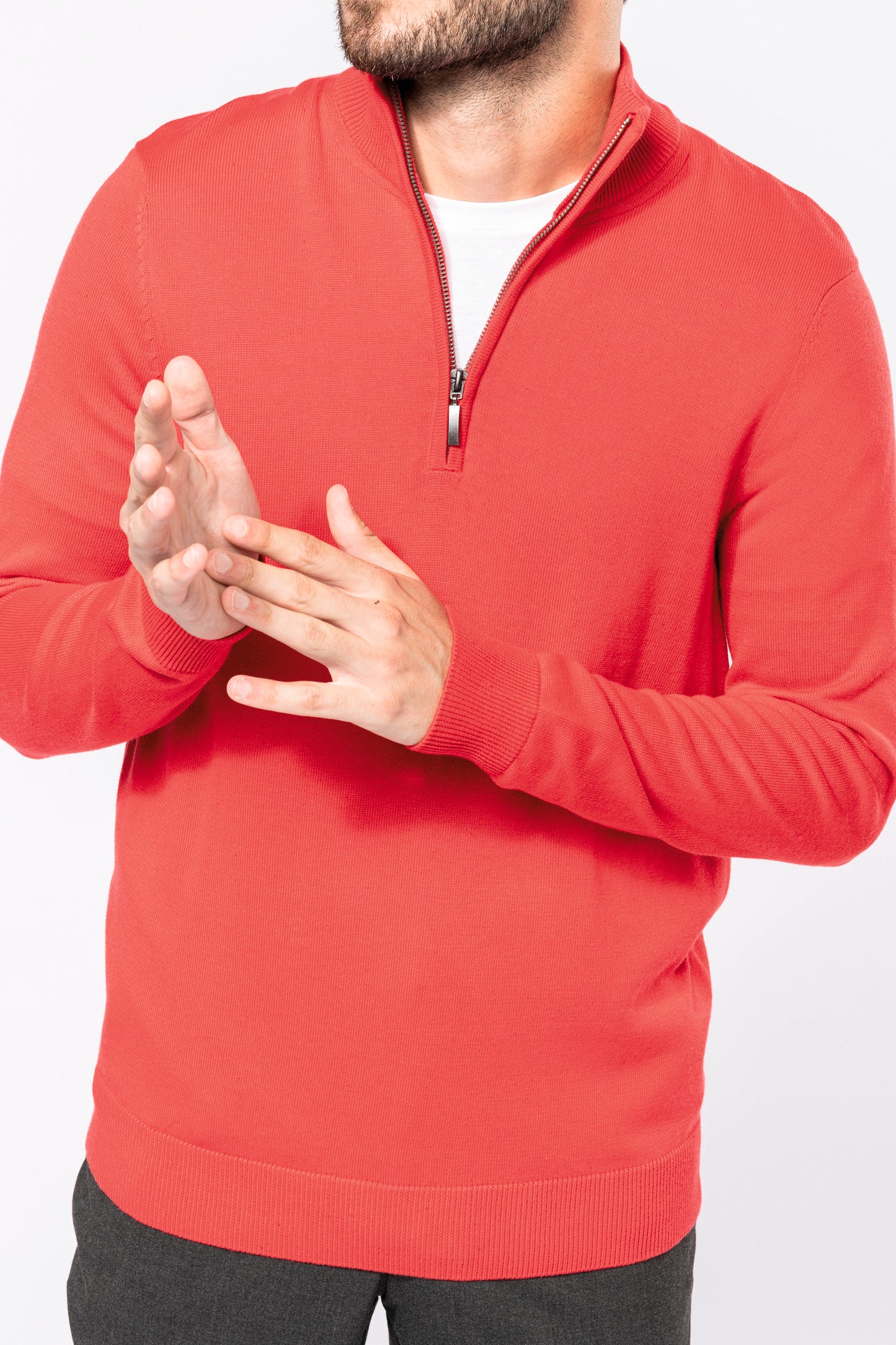 Heren pullover met ritskraag