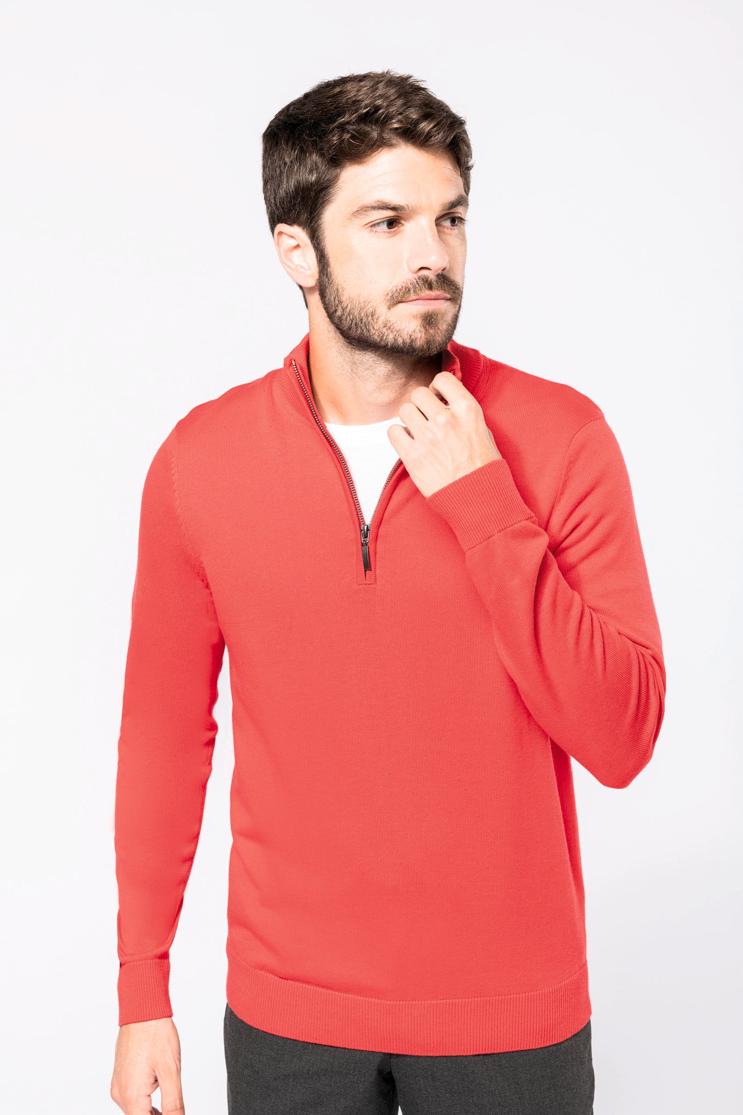 Heren pullover met ritskraag