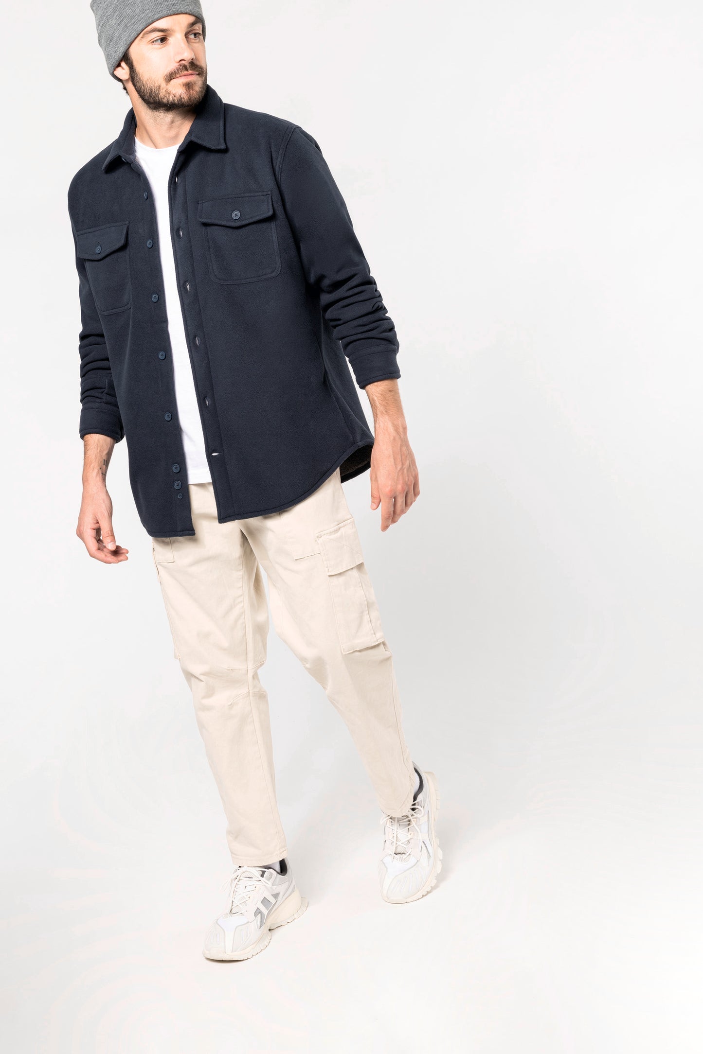 Overhemd van fleece met sherpavoering