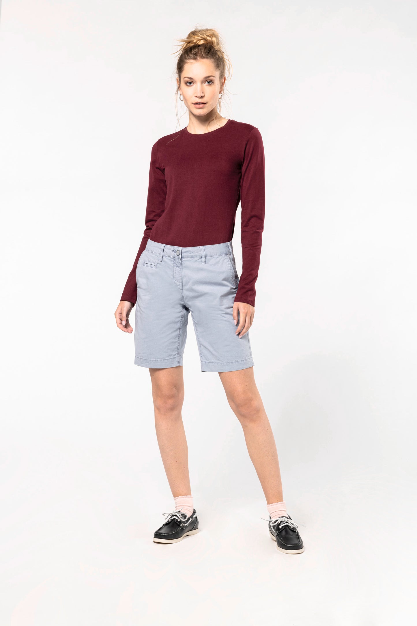 Damesbermuda met verwassen look