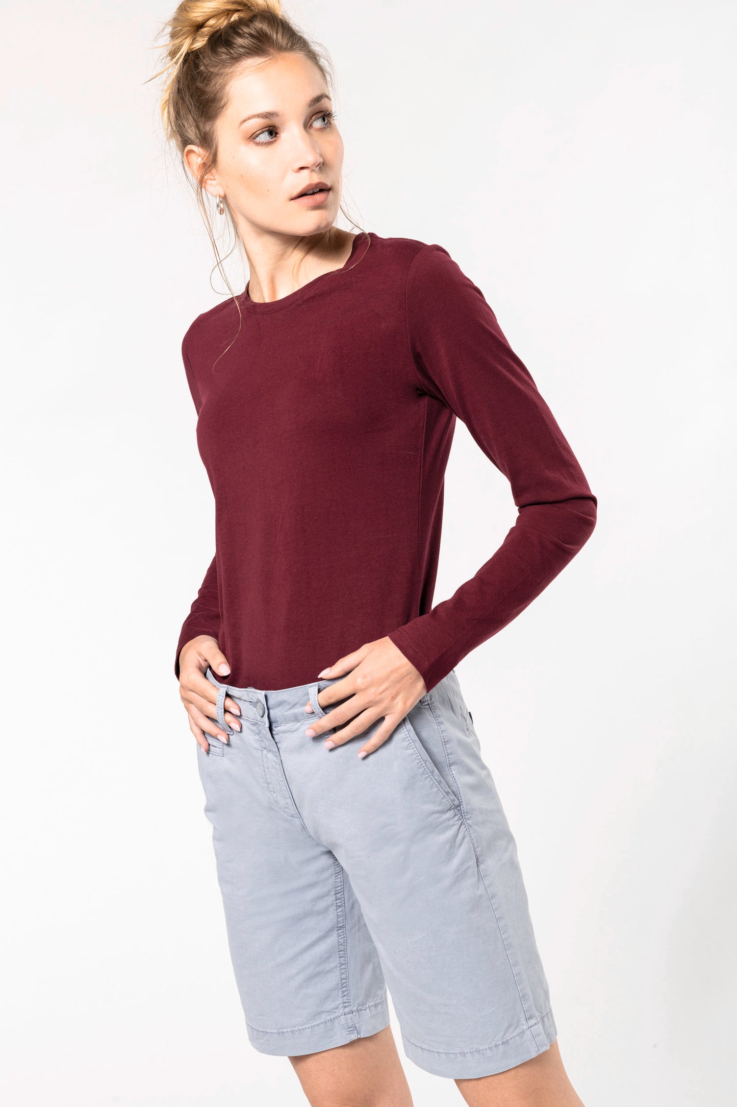 Damesbermuda met verwassen look