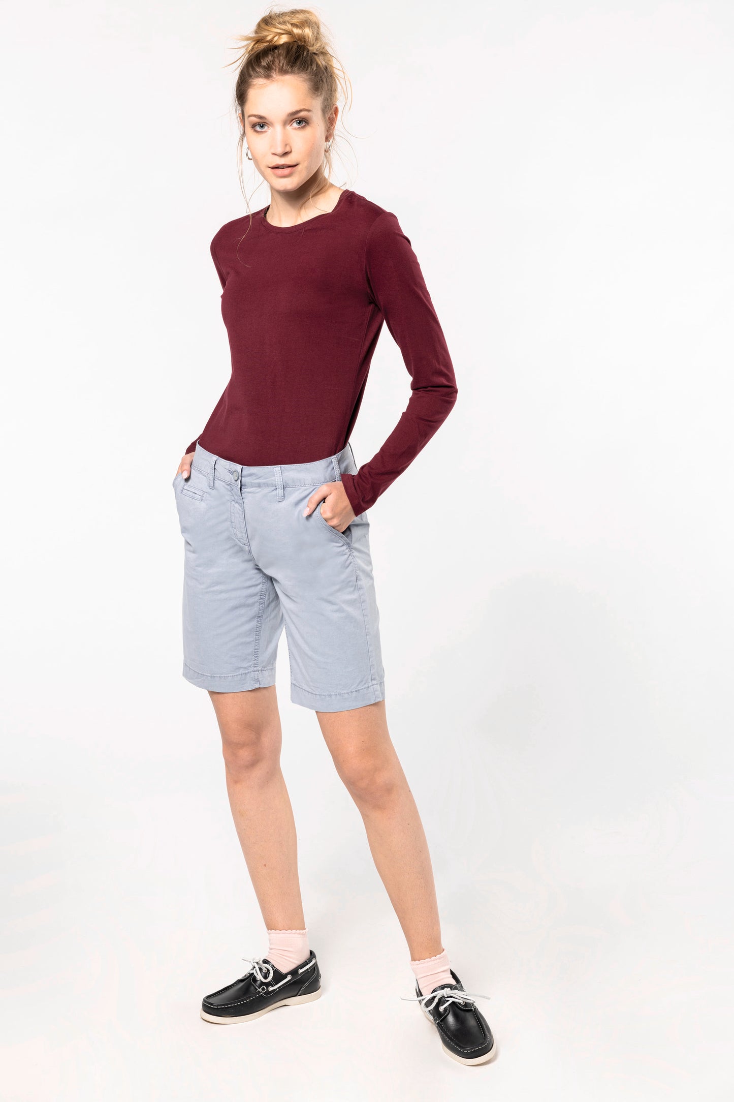 Damesbermuda met verwassen look