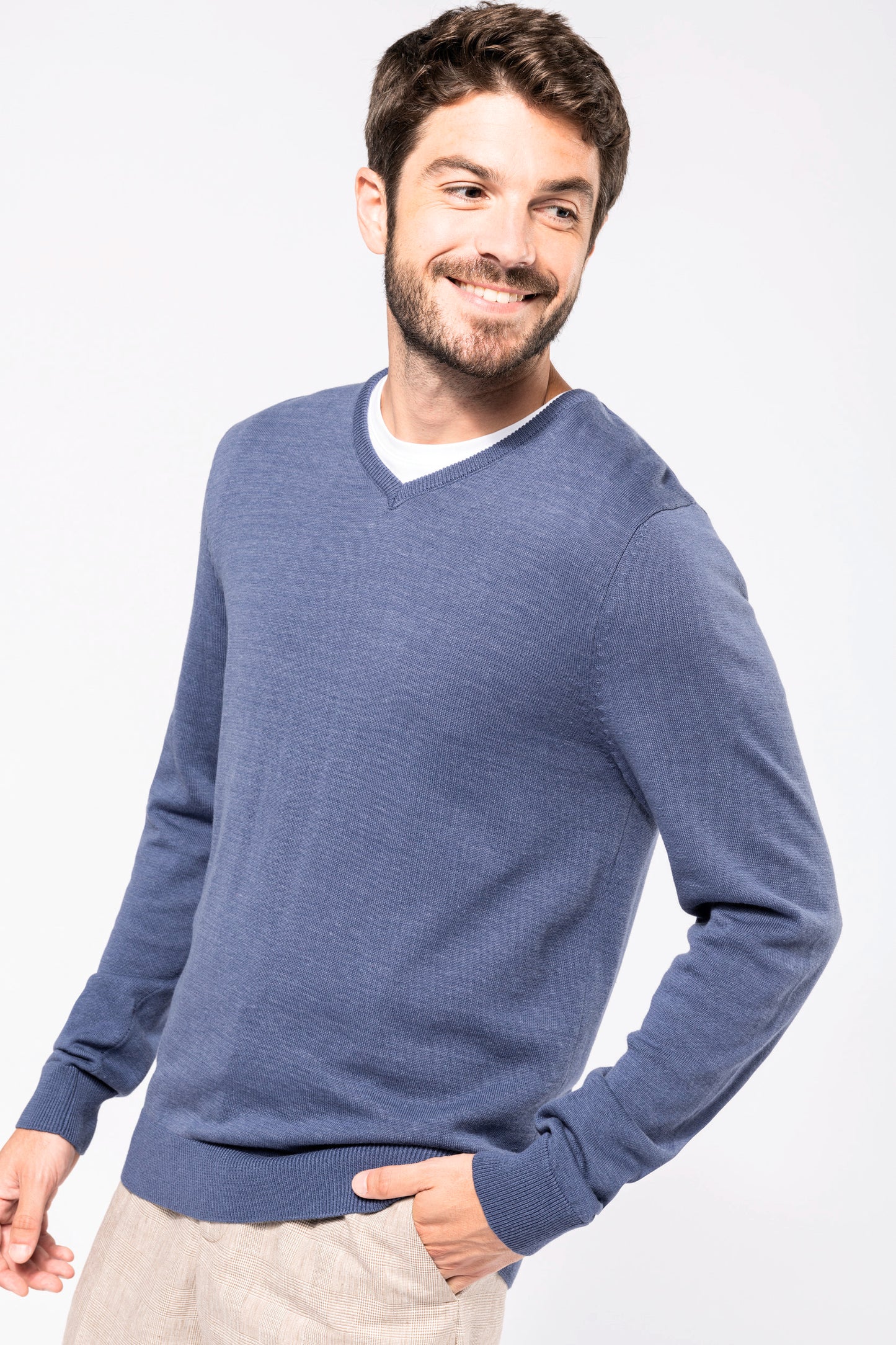 Heren pullover met v-hals