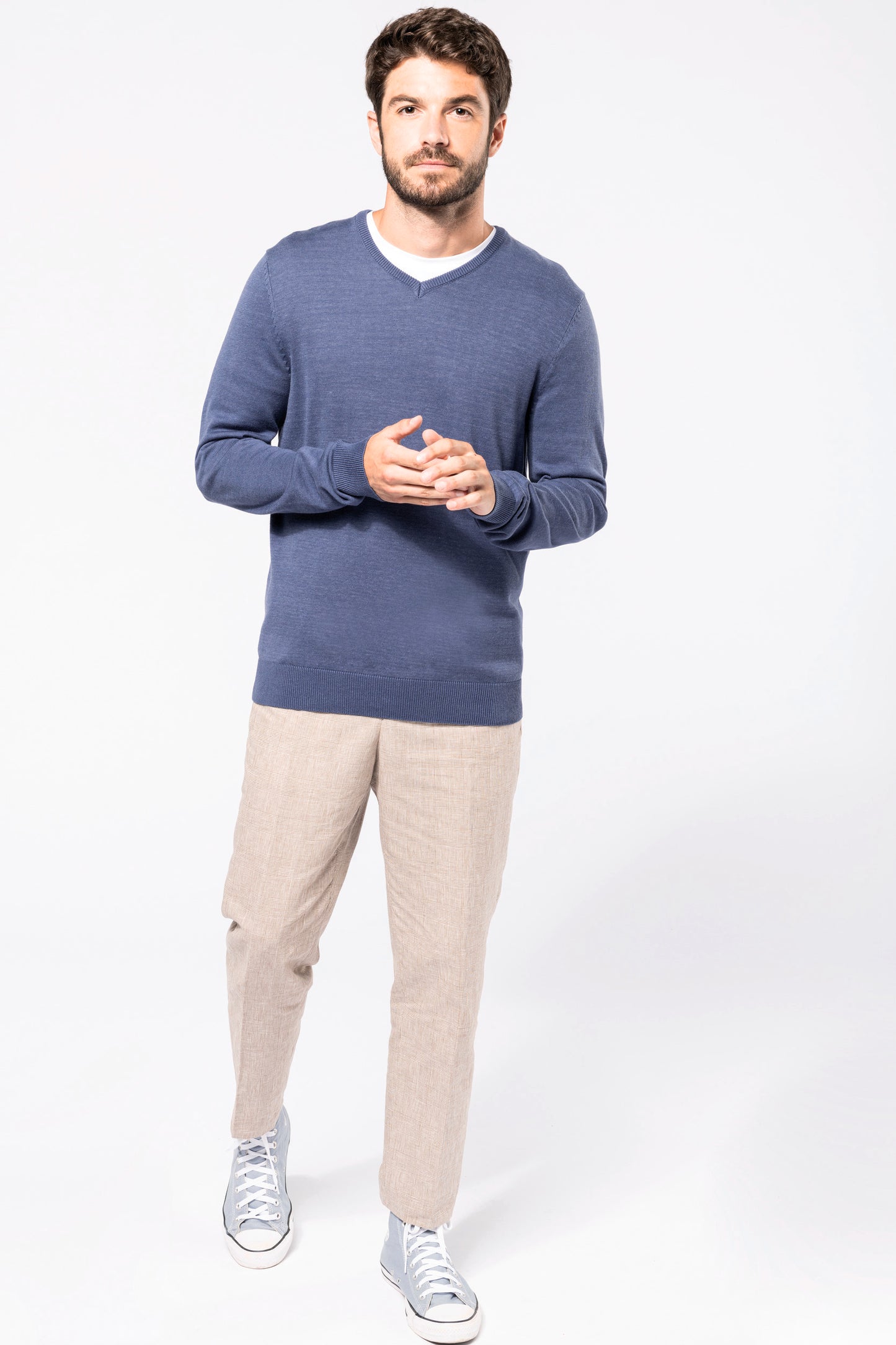 Heren pullover met v-hals