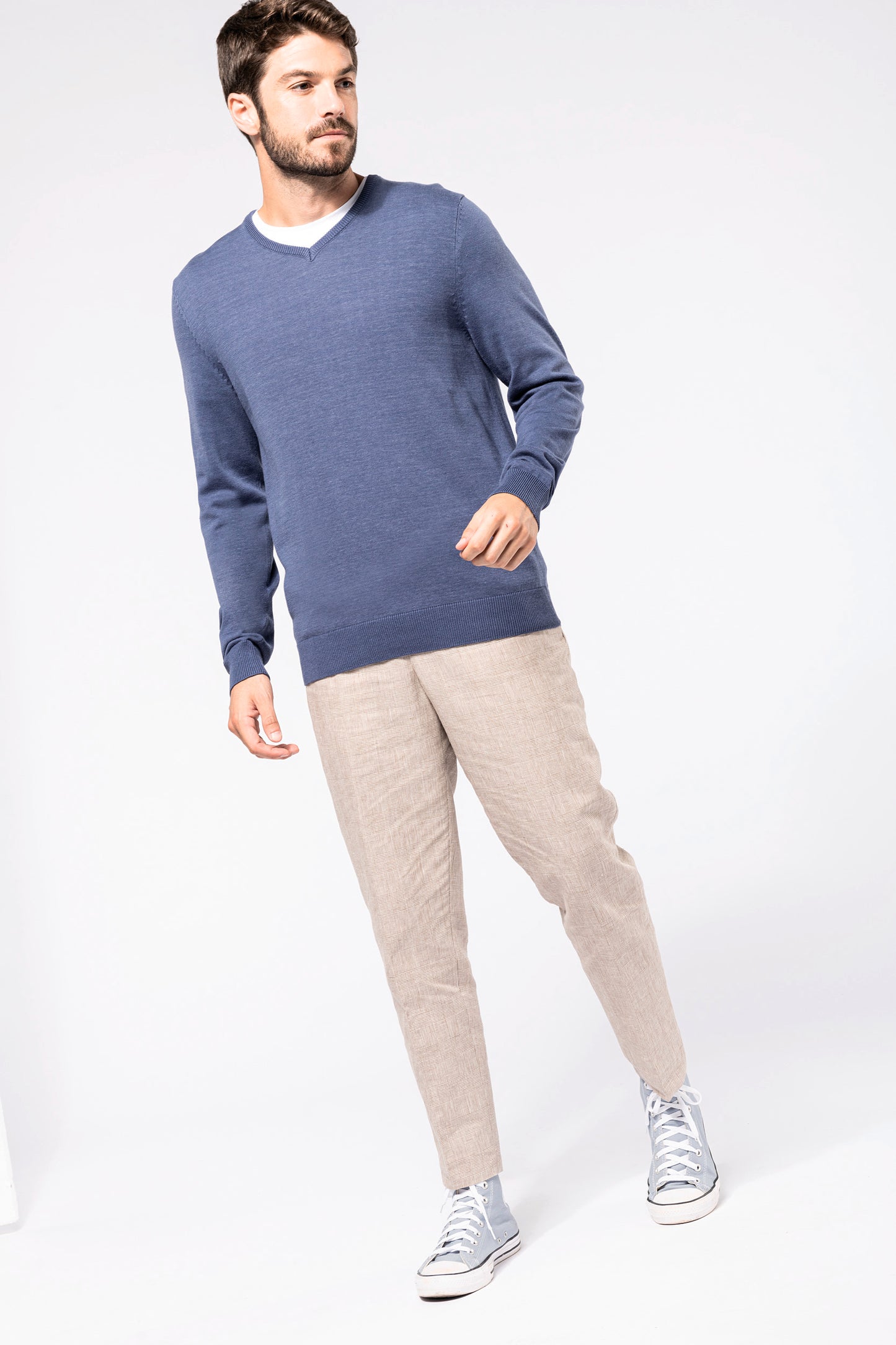Heren pullover met v-hals
