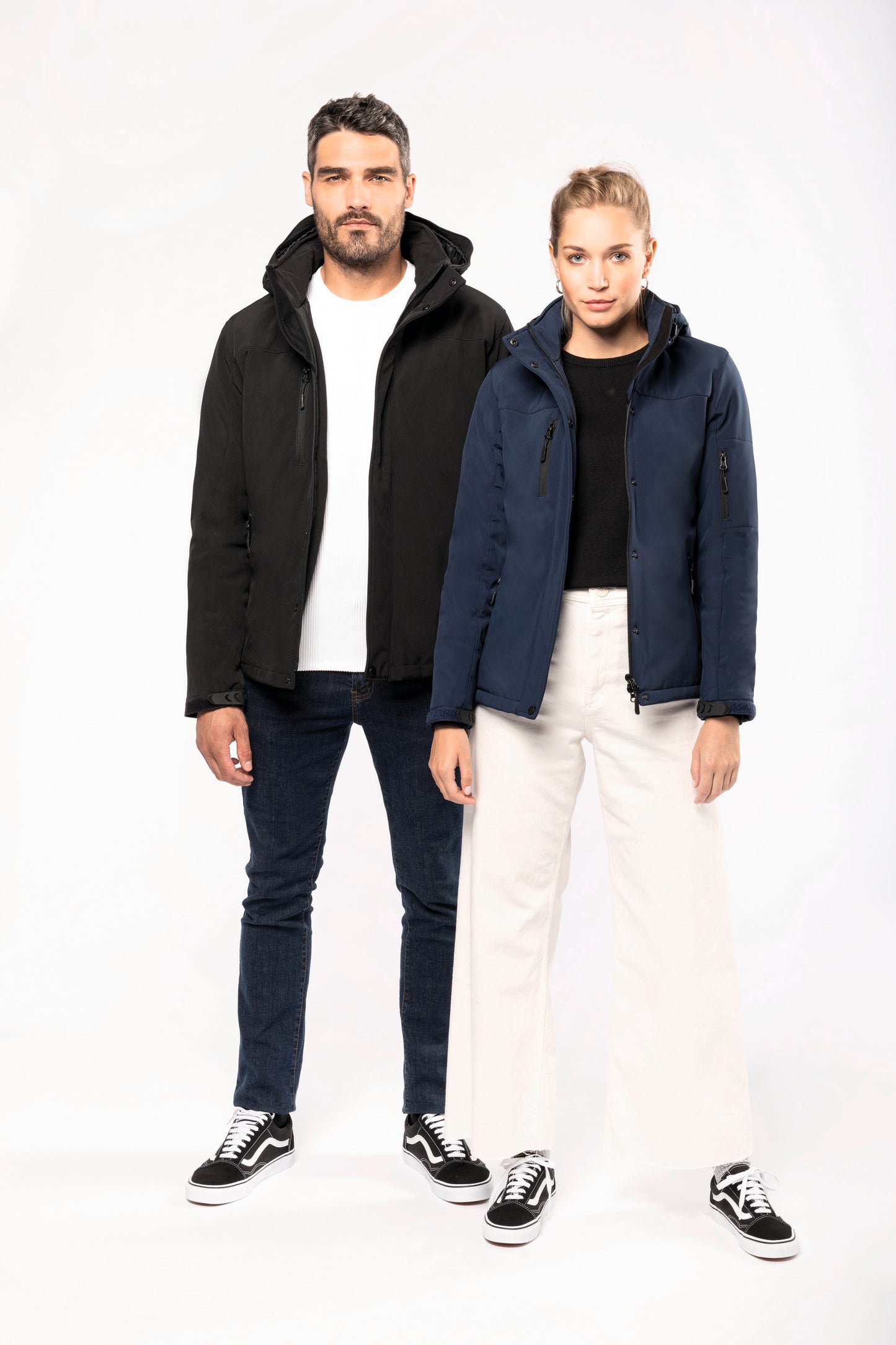 Gewatteerde softshell damesparka met capuchon