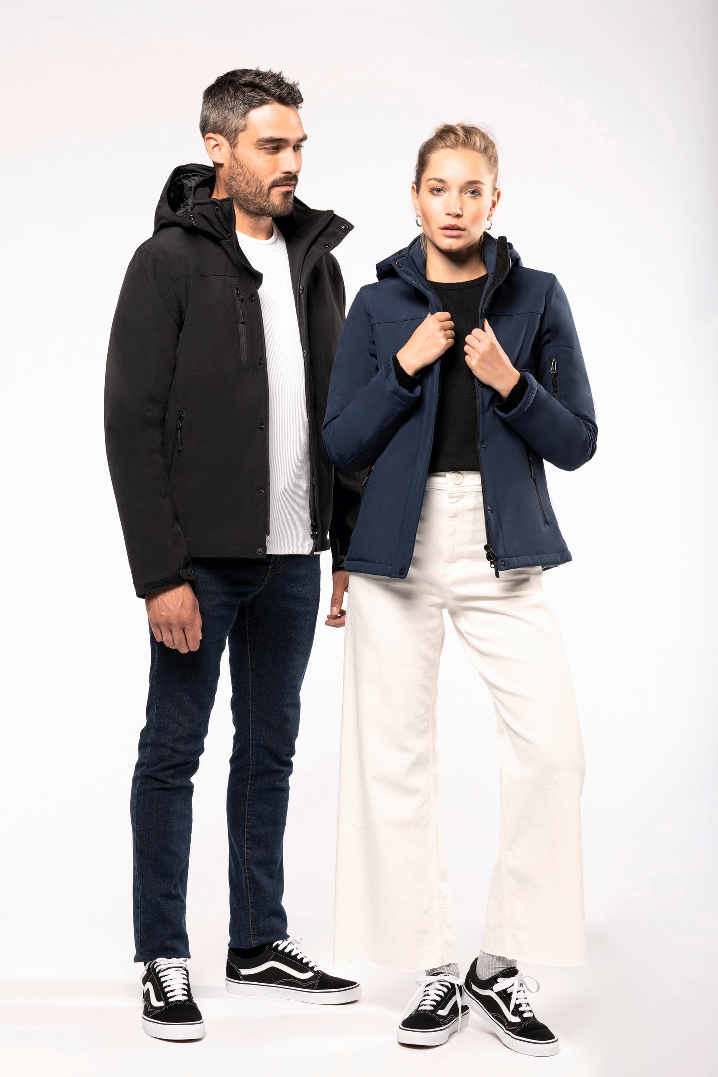 Gewatteerde softshell damesparka met capuchon
