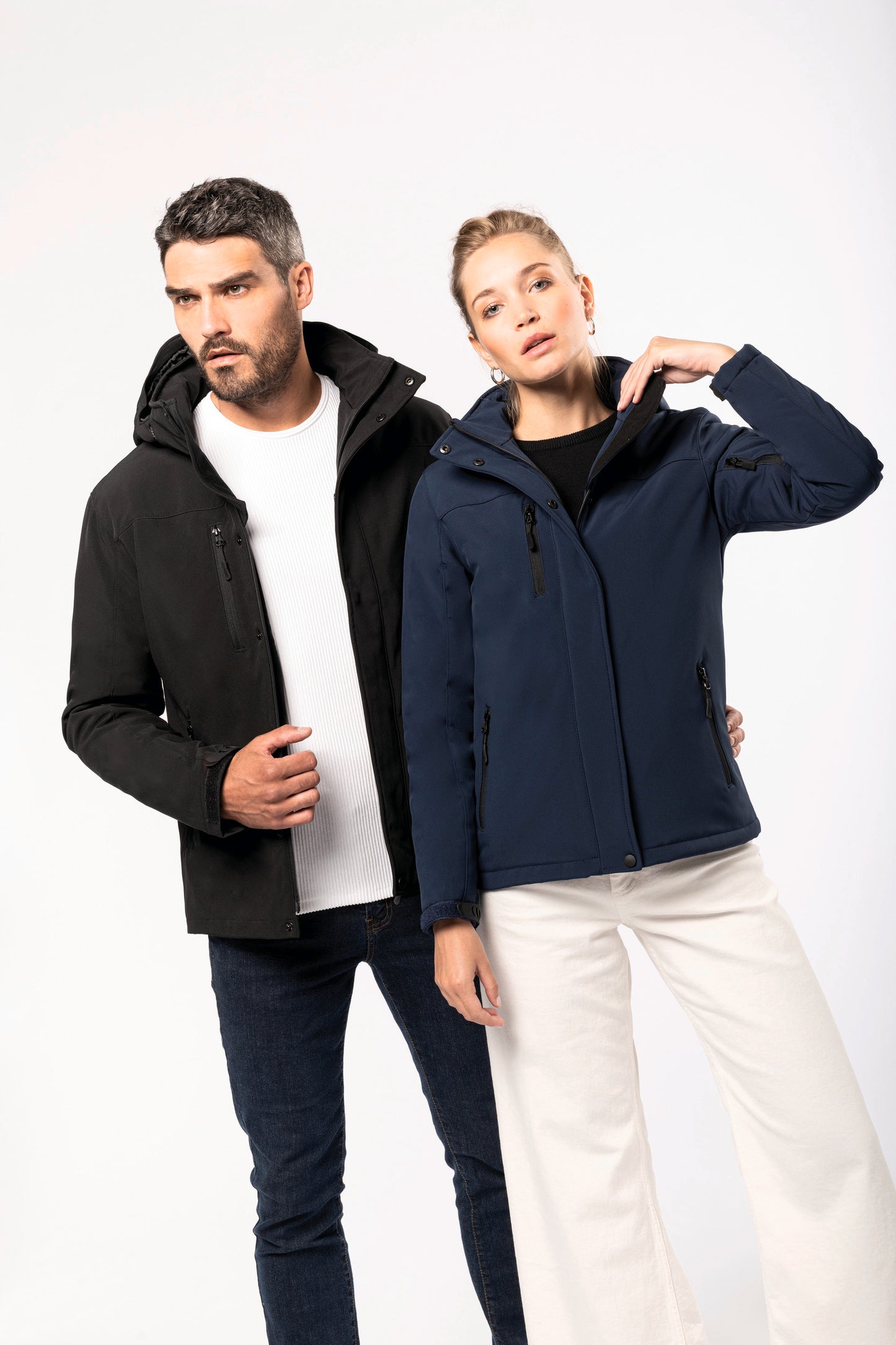 Gewatteerde softshell damesparka met capuchon