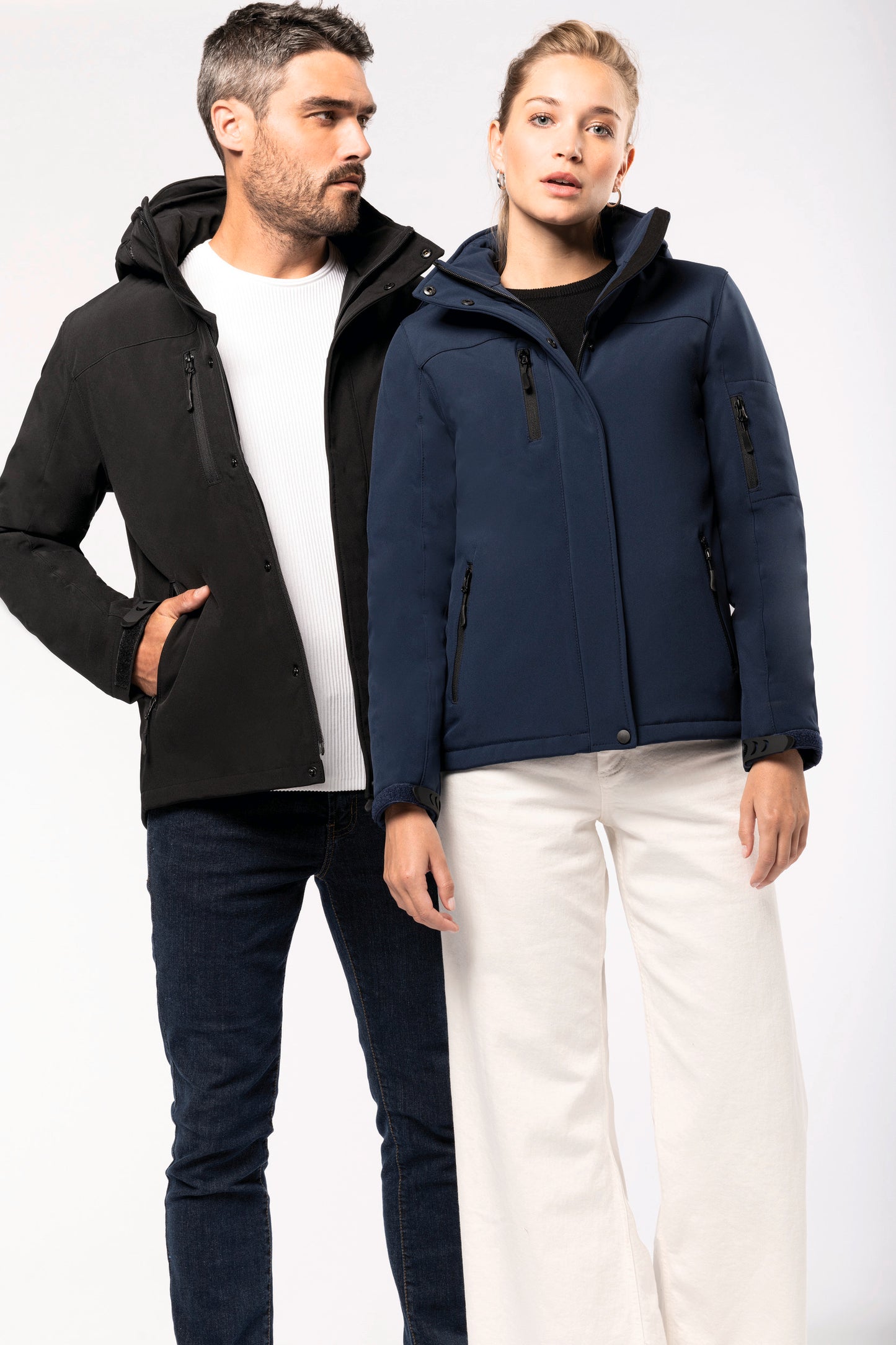 Gewatteerde softshell damesparka met capuchon