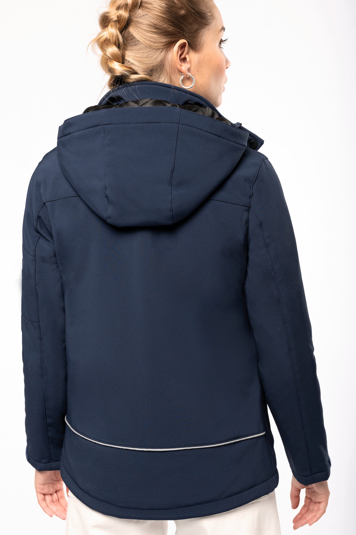 Gewatteerde softshell damesparka met capuchon