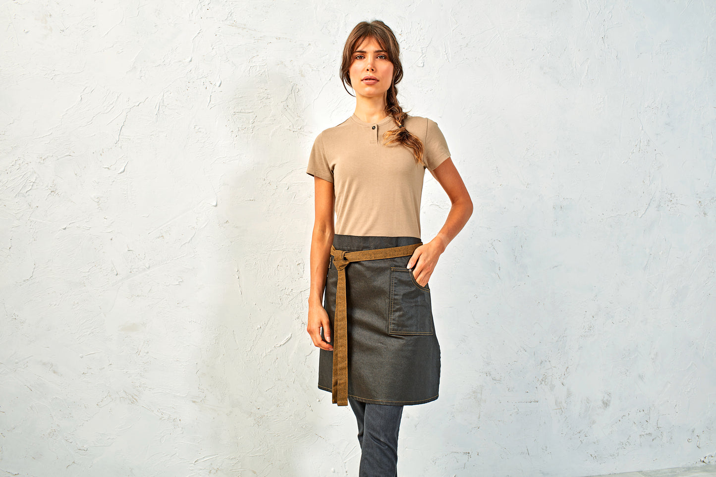 Division - Waxed look denim waist apron