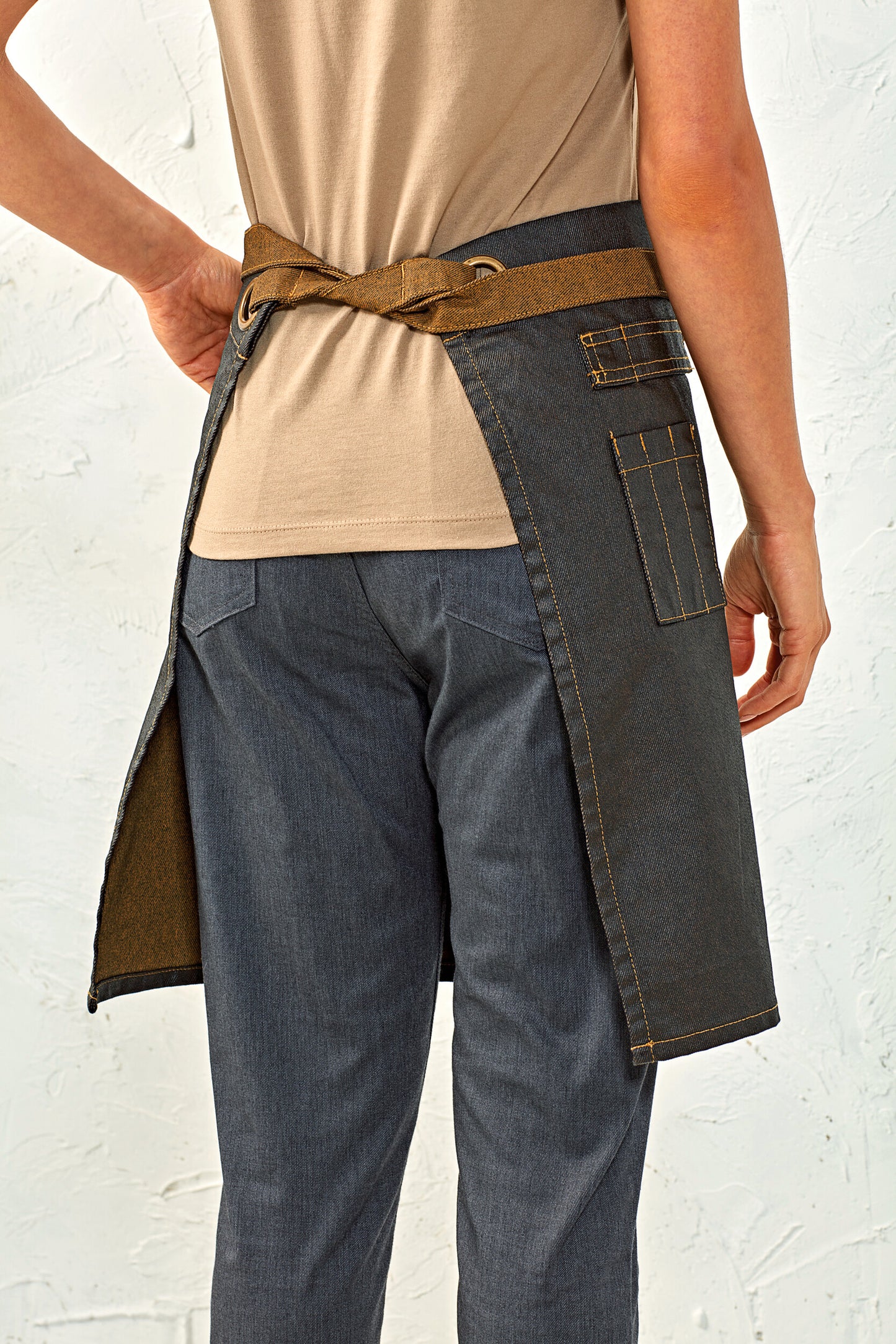 Division - Waxed look denim waist apron