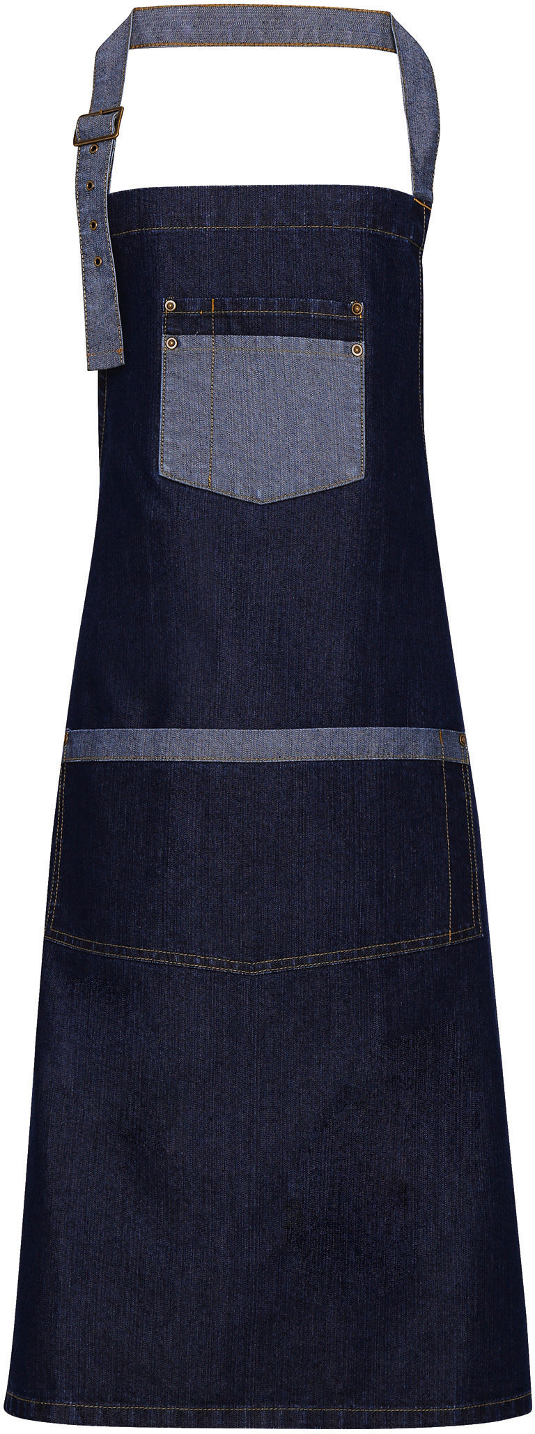 Domain - Contrast denim bib apron
