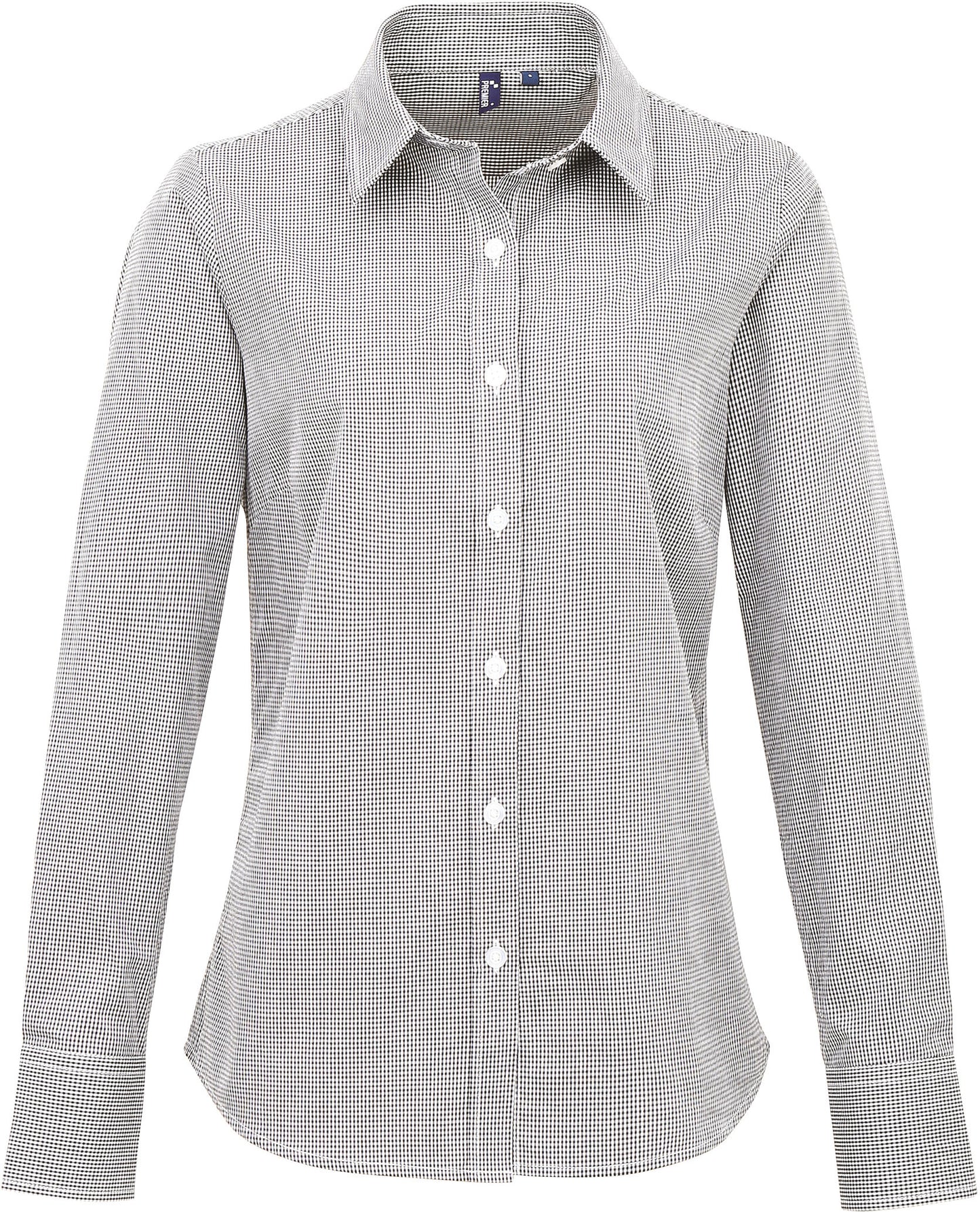 Ladies' long sleeve microcheck gingham shirt