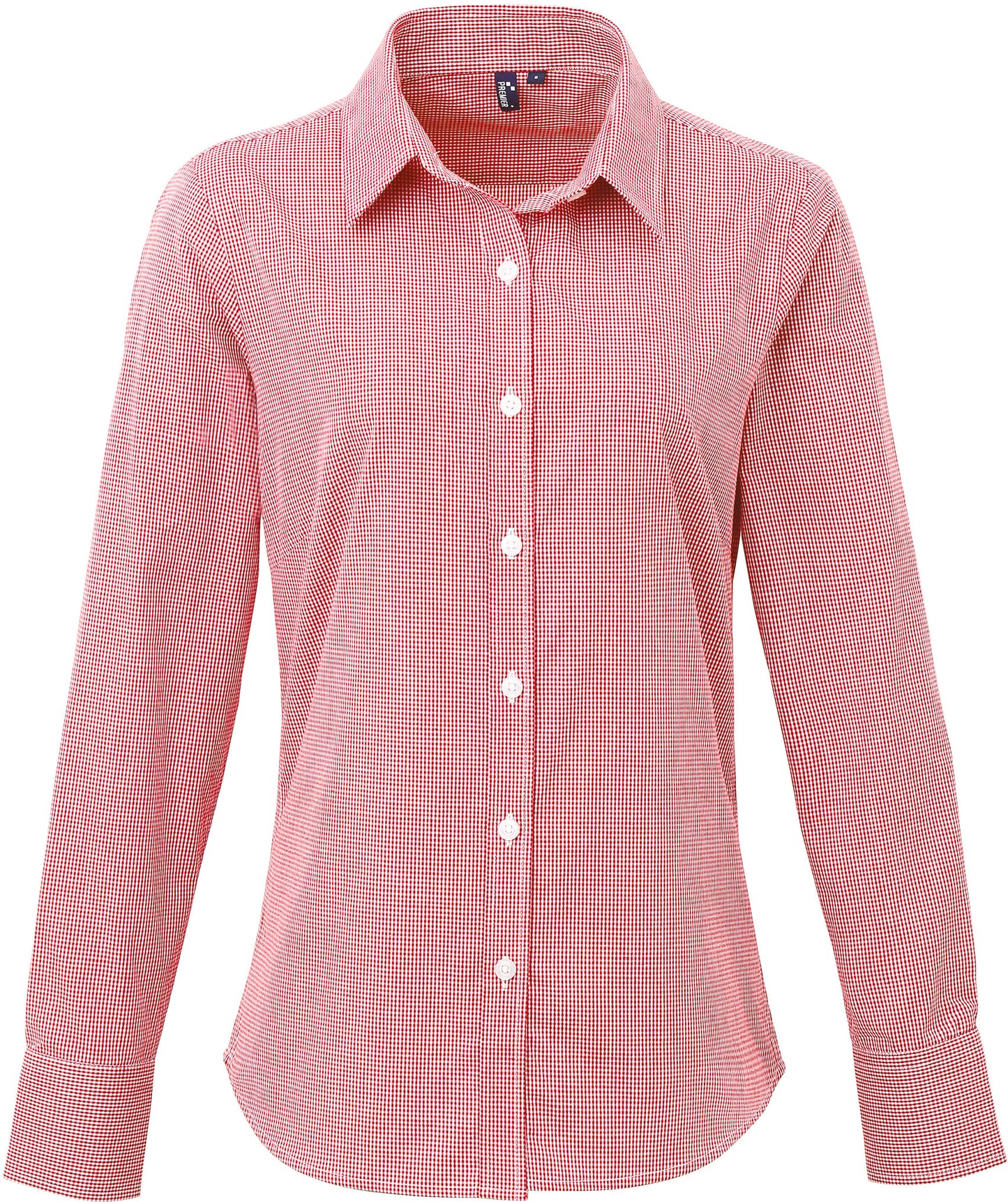 Ladies' long sleeve microcheck gingham shirt