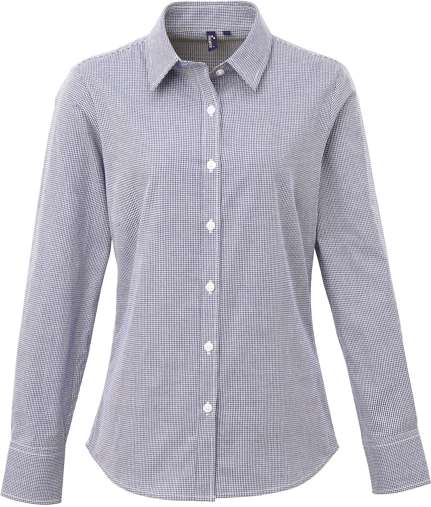 Ladies' long sleeve microcheck gingham shirt