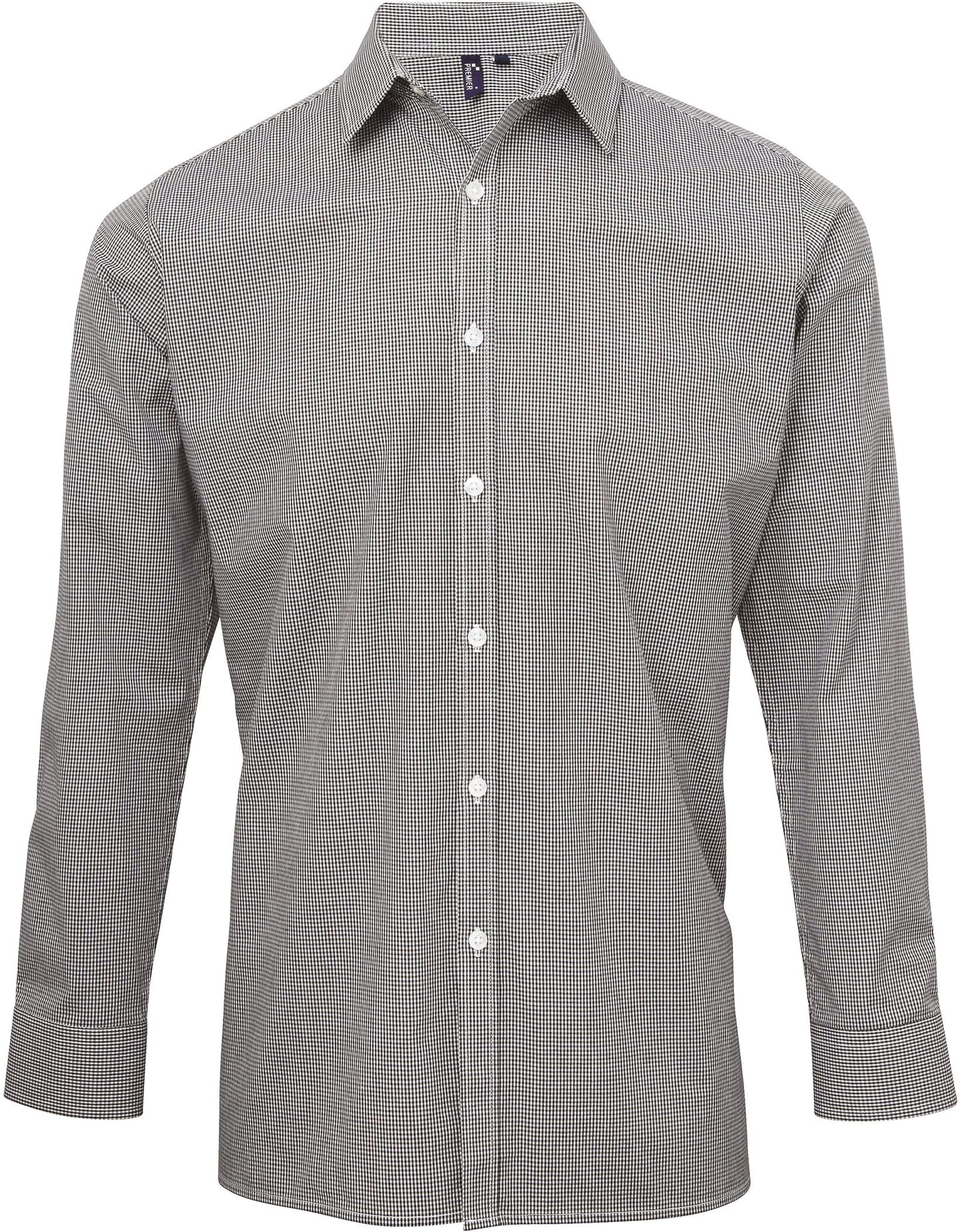 Men's long sleeve microcheck gingham shirt